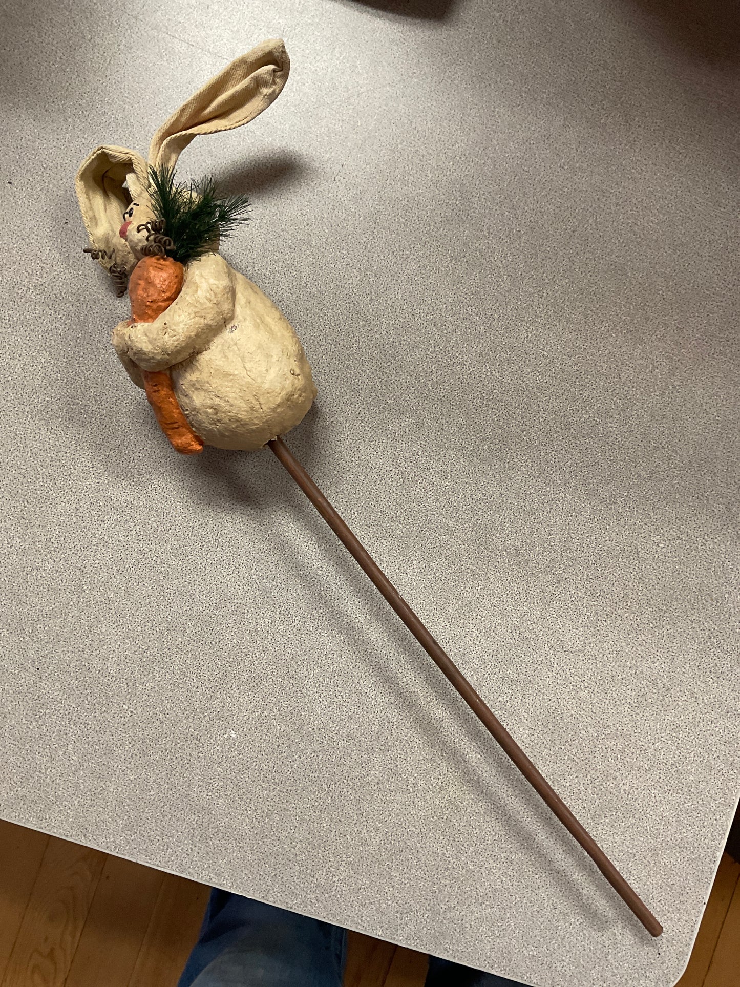 Paper-mache Bunny with Carrot on Stick