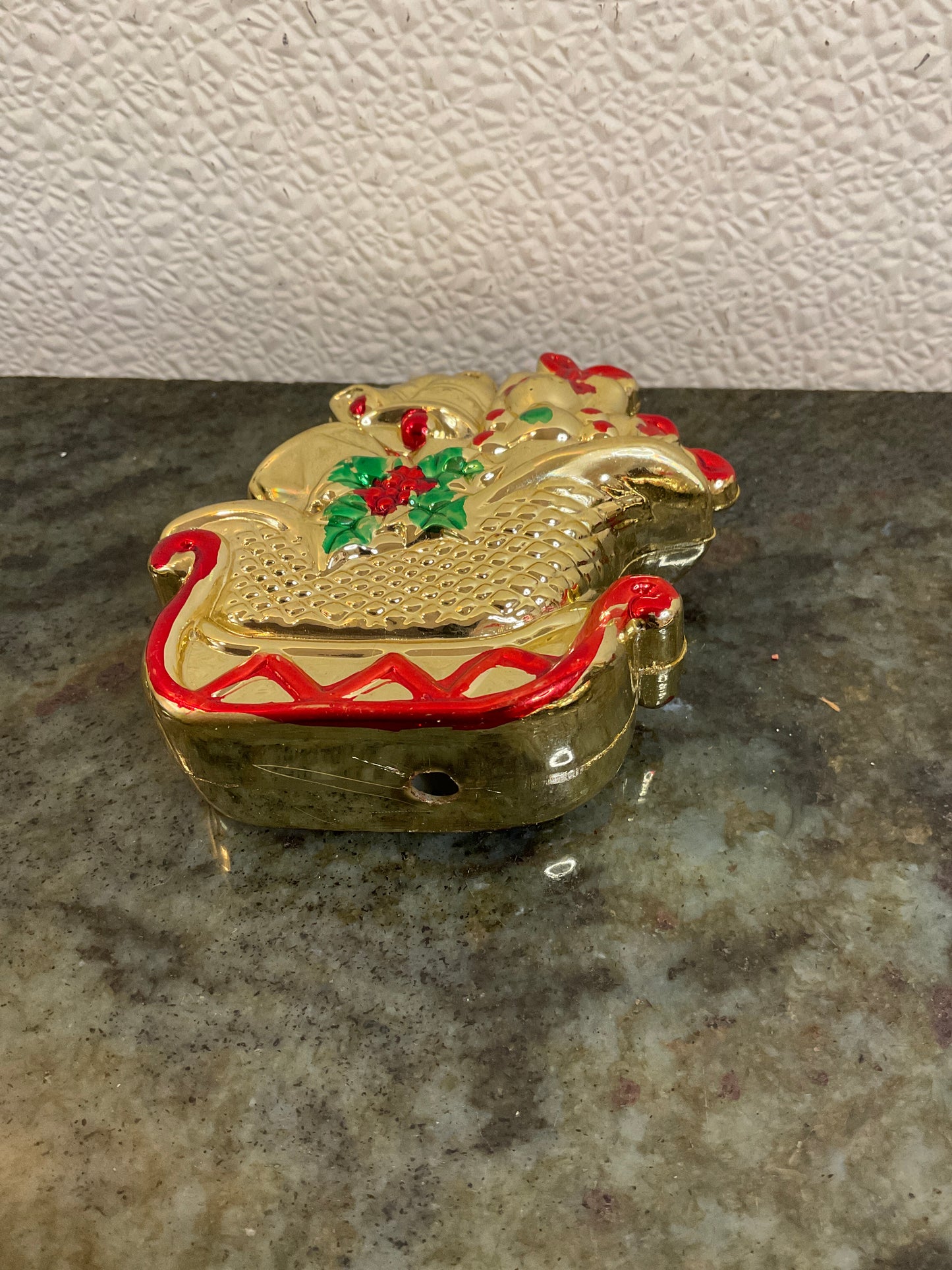 Vintage Metallic Plastic Sleigh Ornament