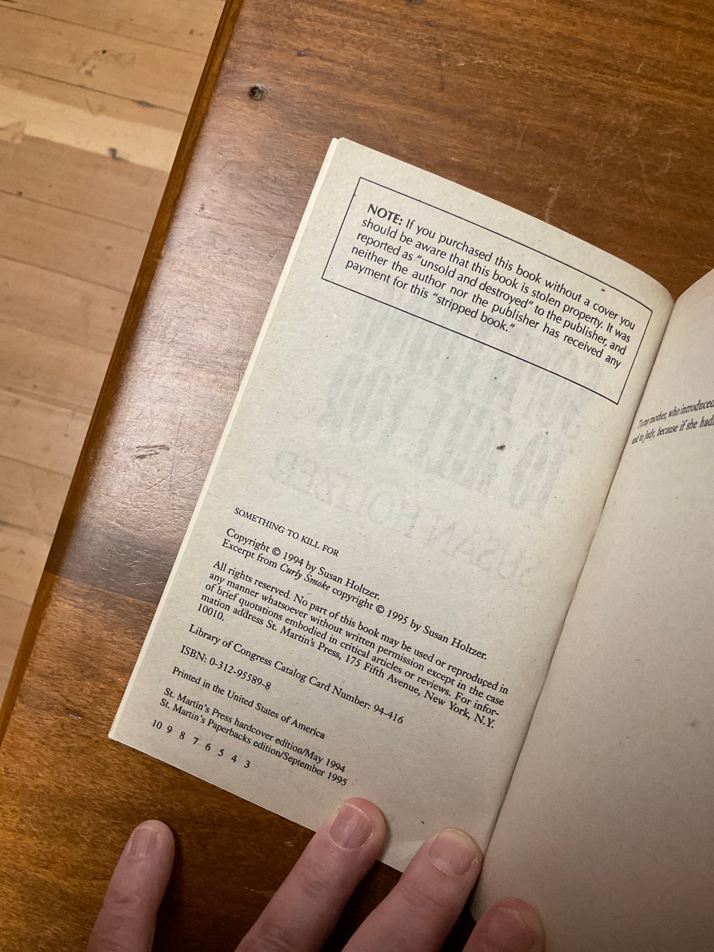Book Something To Kill For 1994