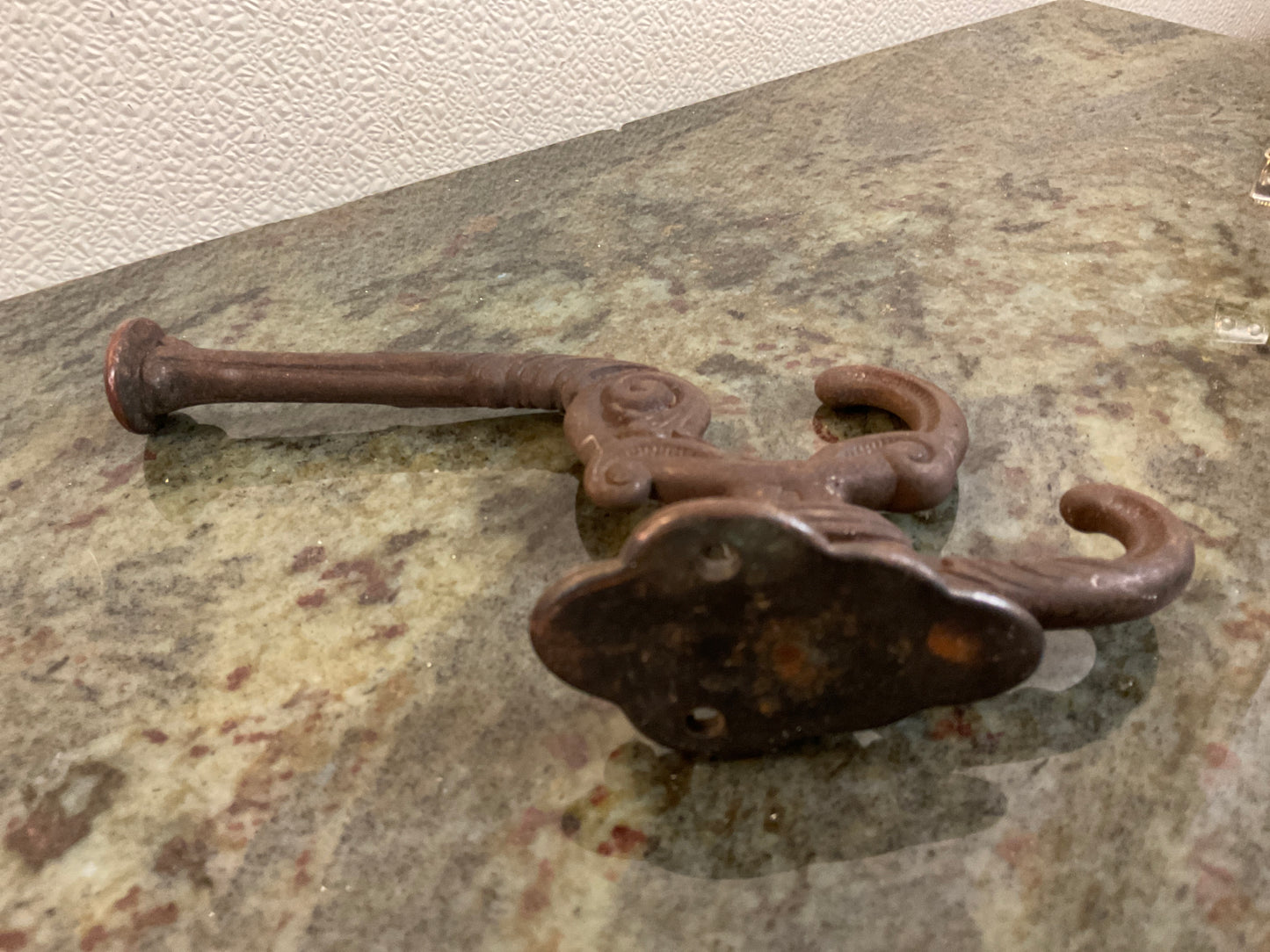 Vintage Cast Iron Ornate Triple Wall Hook