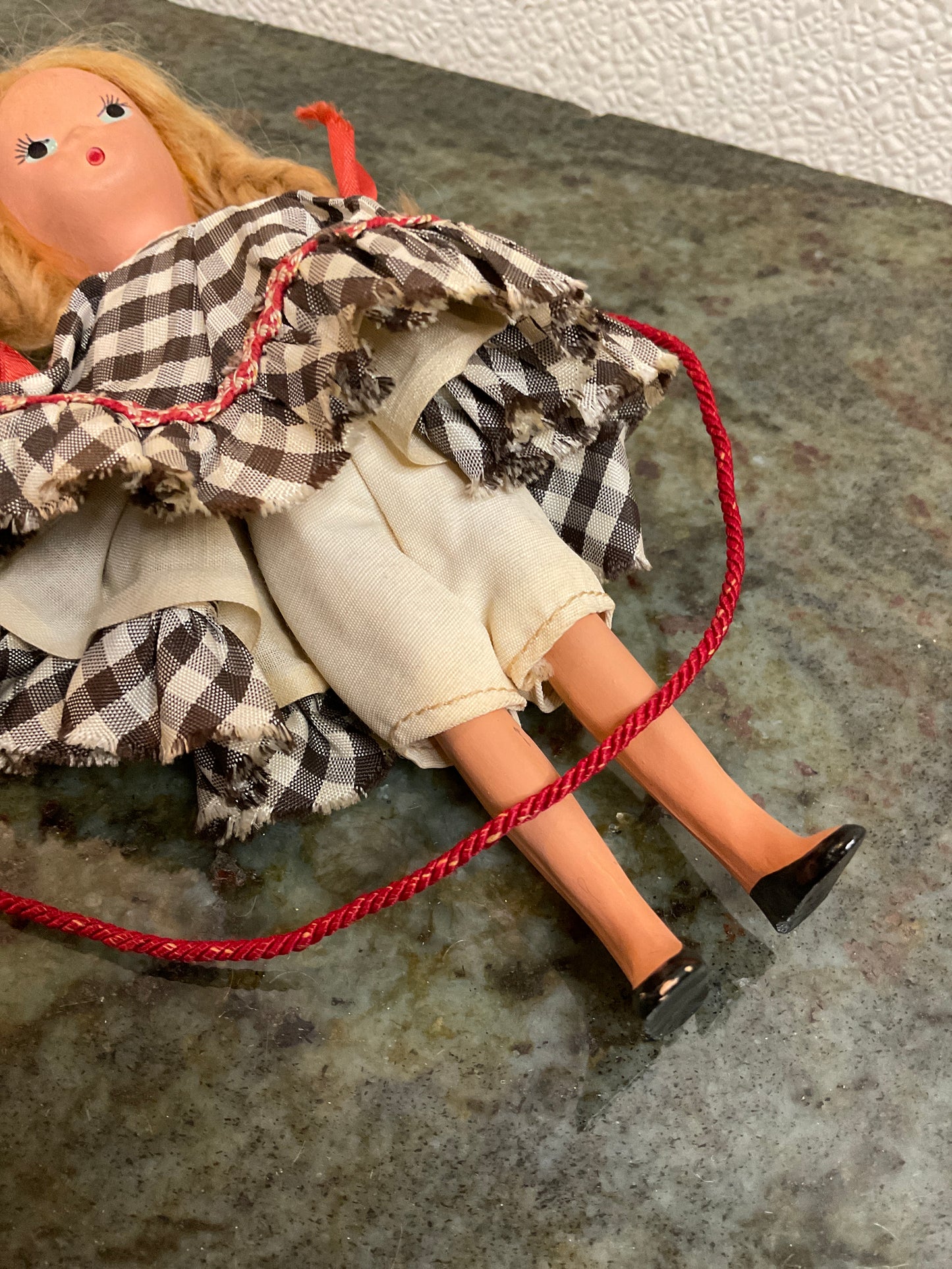 Vtg KSH USA Bisque Doll w/jump rope