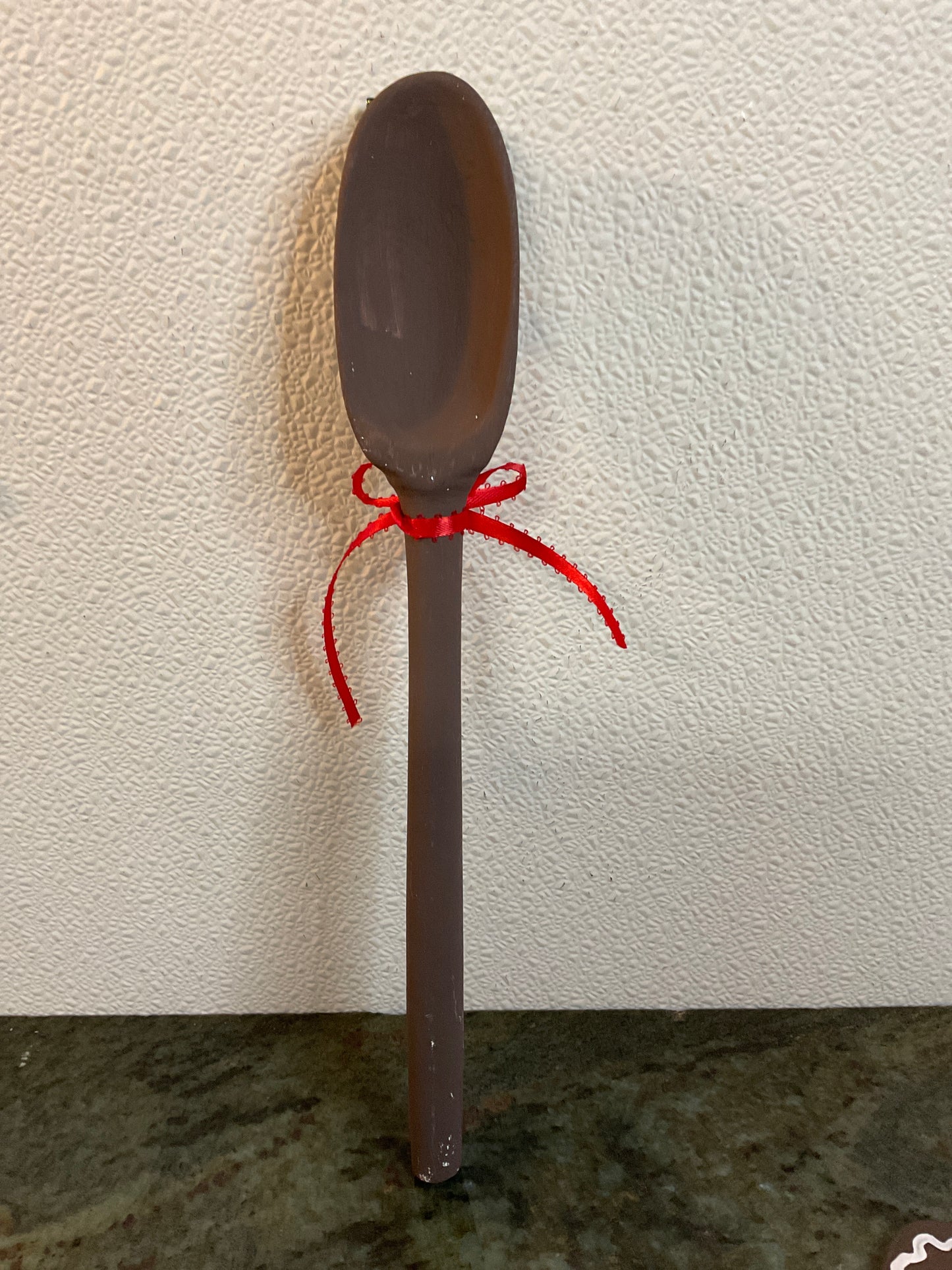 13” Gingerbread Spoon w/Bow & Red Buttons