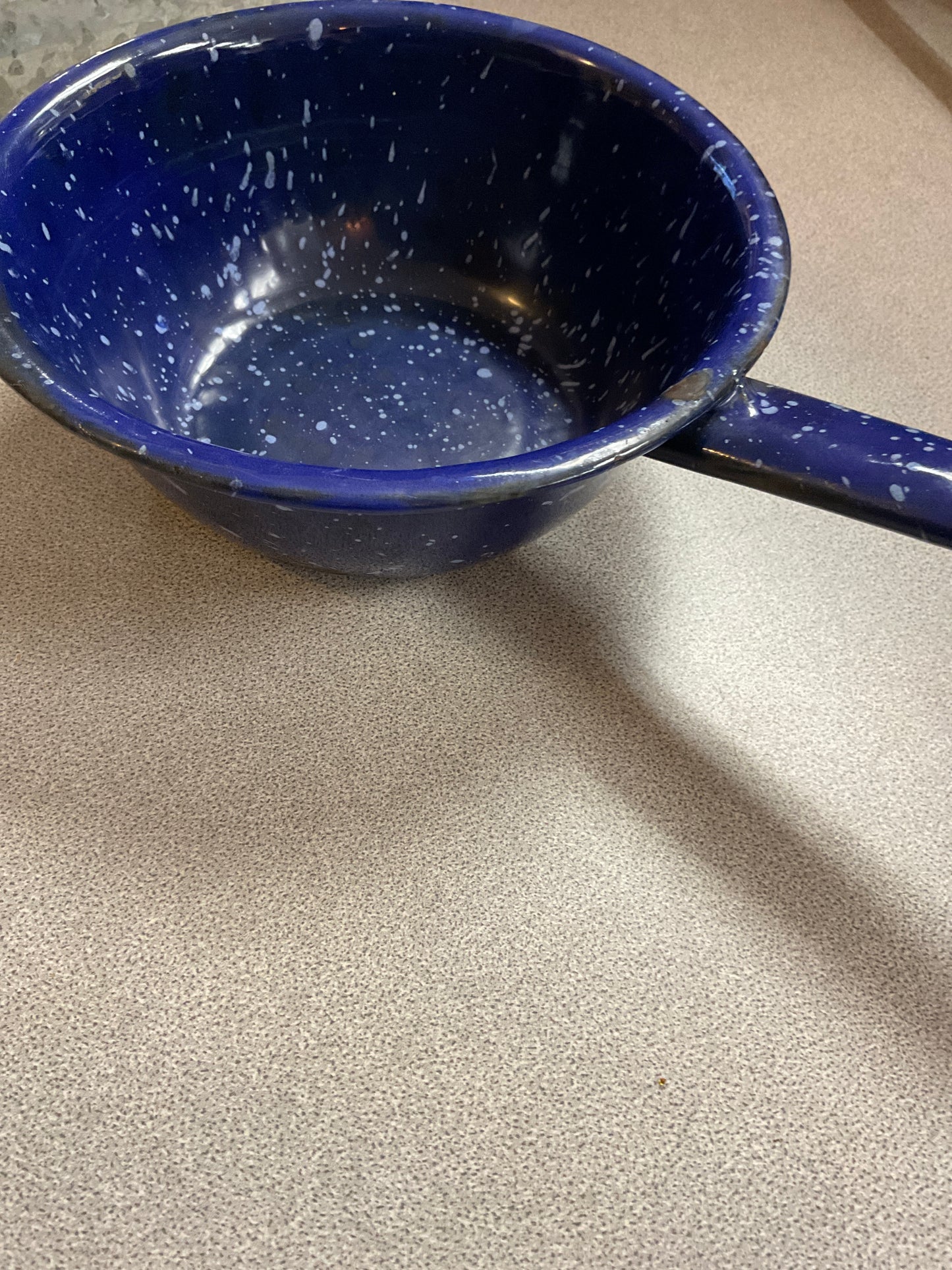 Blue Speckled Enamelware Saucepan