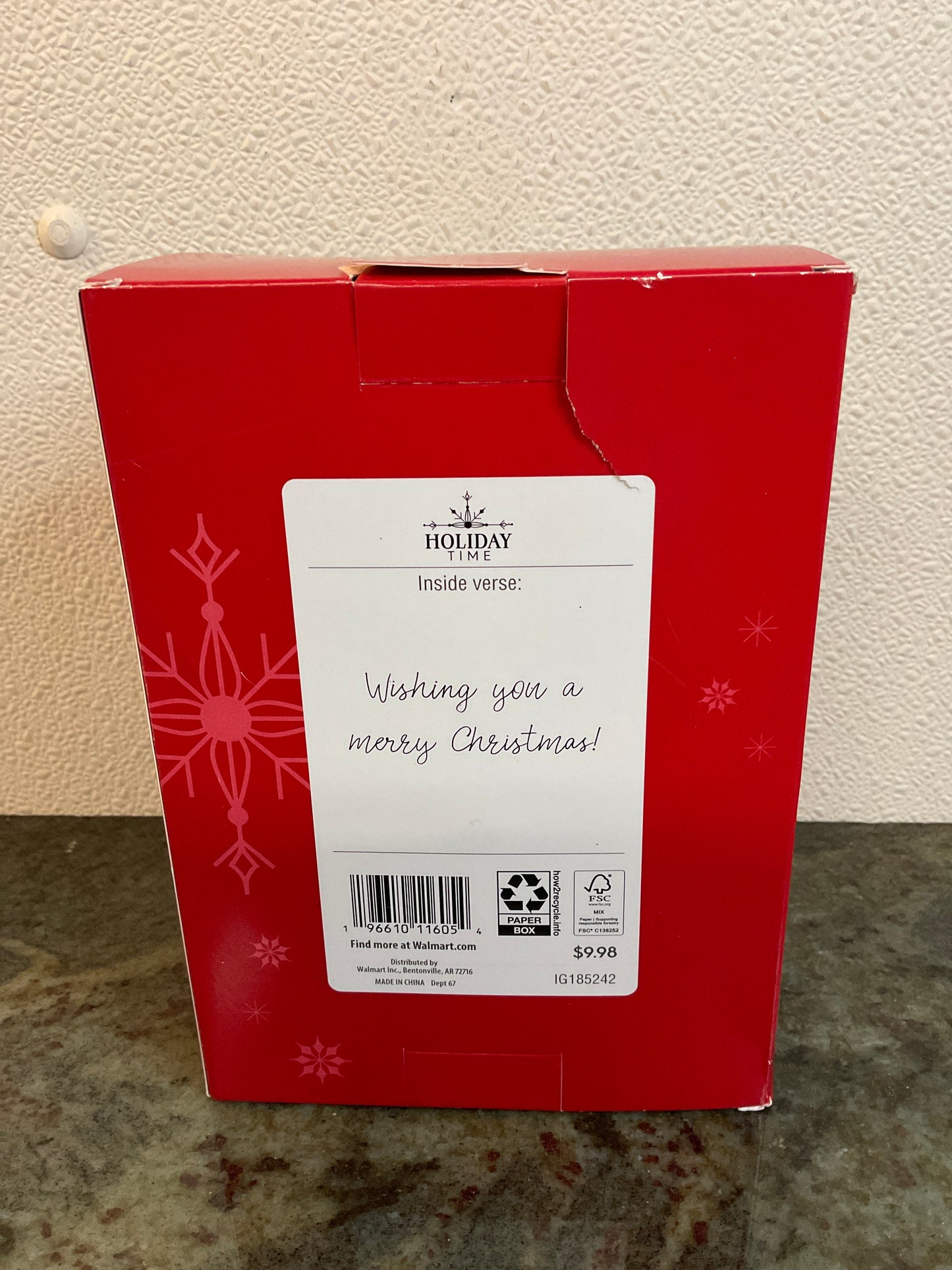 24 Christmas Cards/Envelopes Checked/Wood
