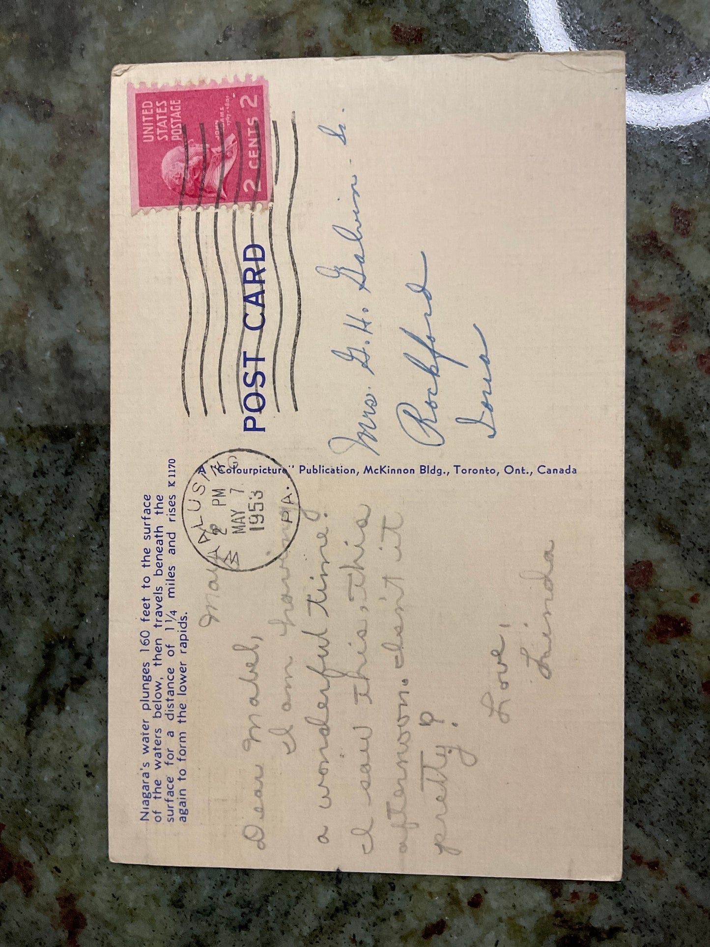 Vintage 1953 Post Card