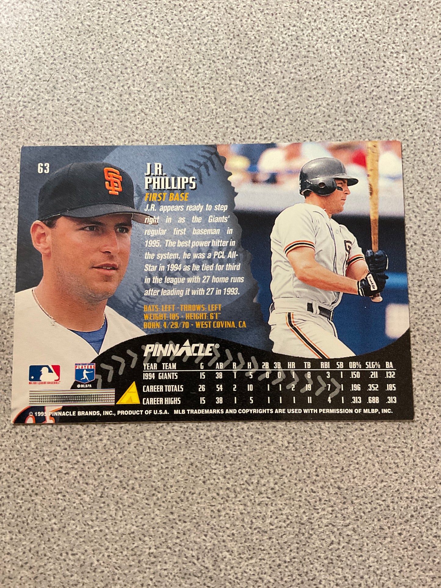 Baseball Card J.R. Phillips