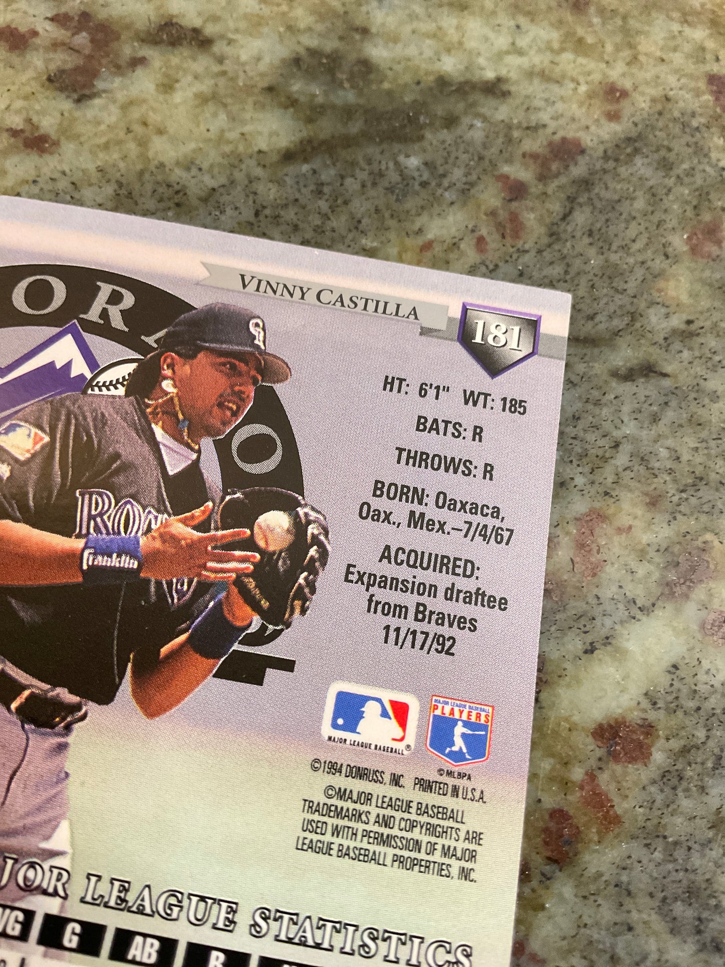 Vinny Castilla 1994 Donruss Baseball Card