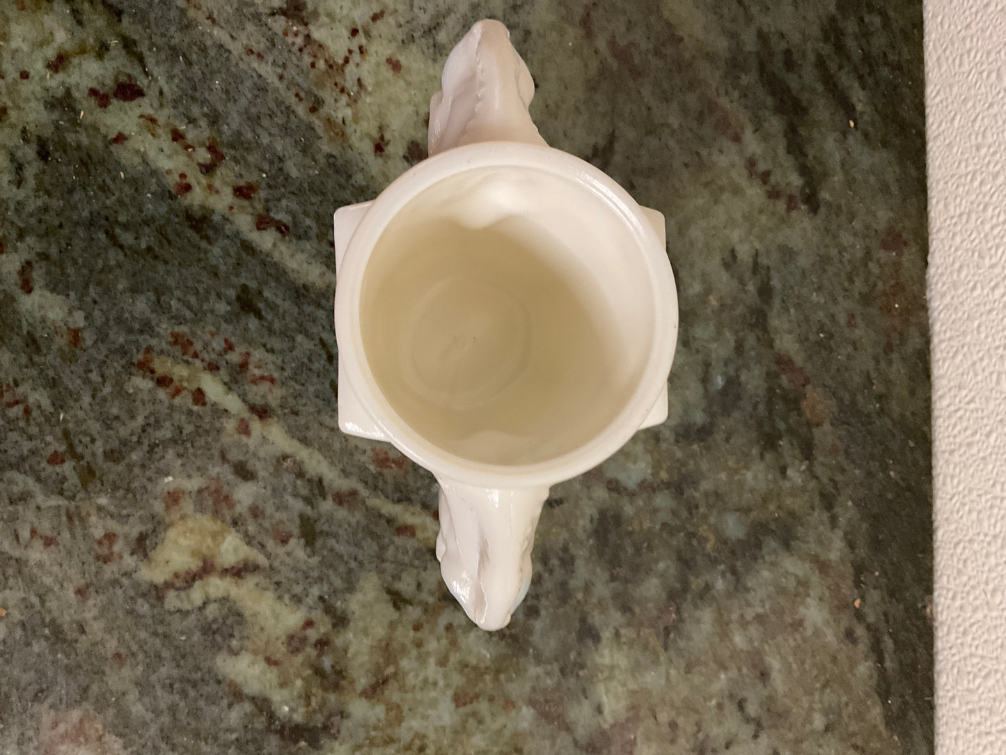 Vintage Uranium Milk Glass Double Horse Head Shaving Mug