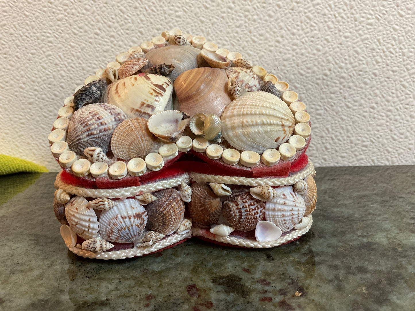 Vintage Heart Shaped Seashell Trinket Box