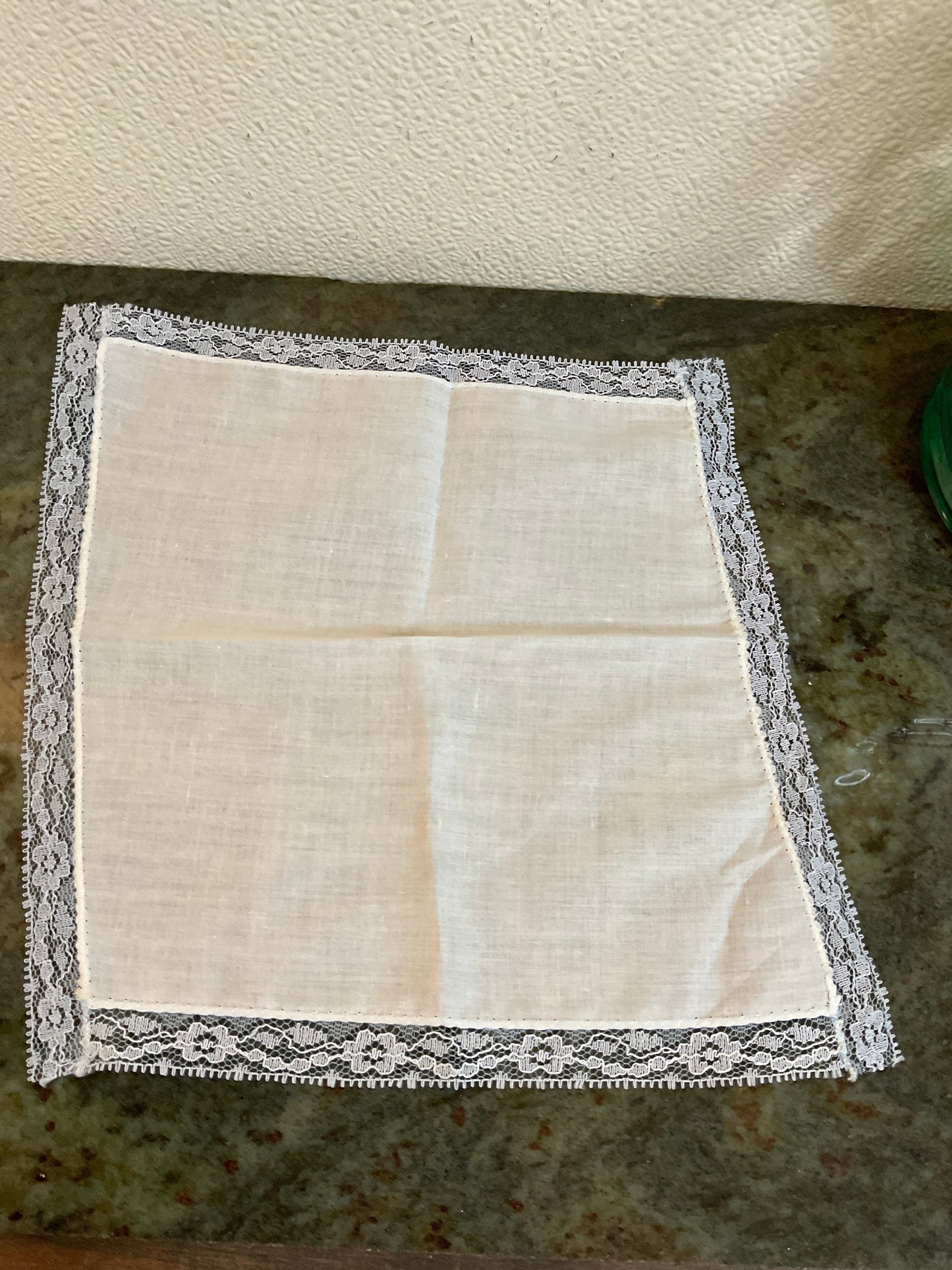 Vintage 9.25” white Handkerchief