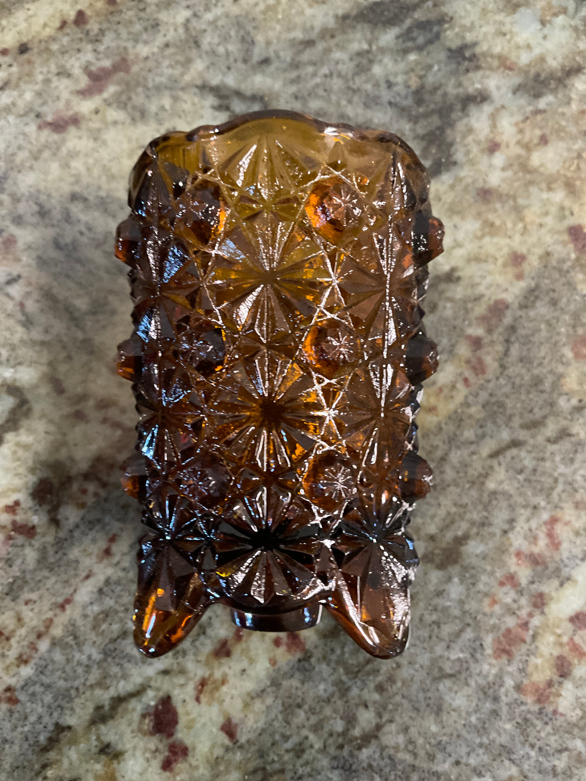 Vintage Daisy Button Amber Votive Holder