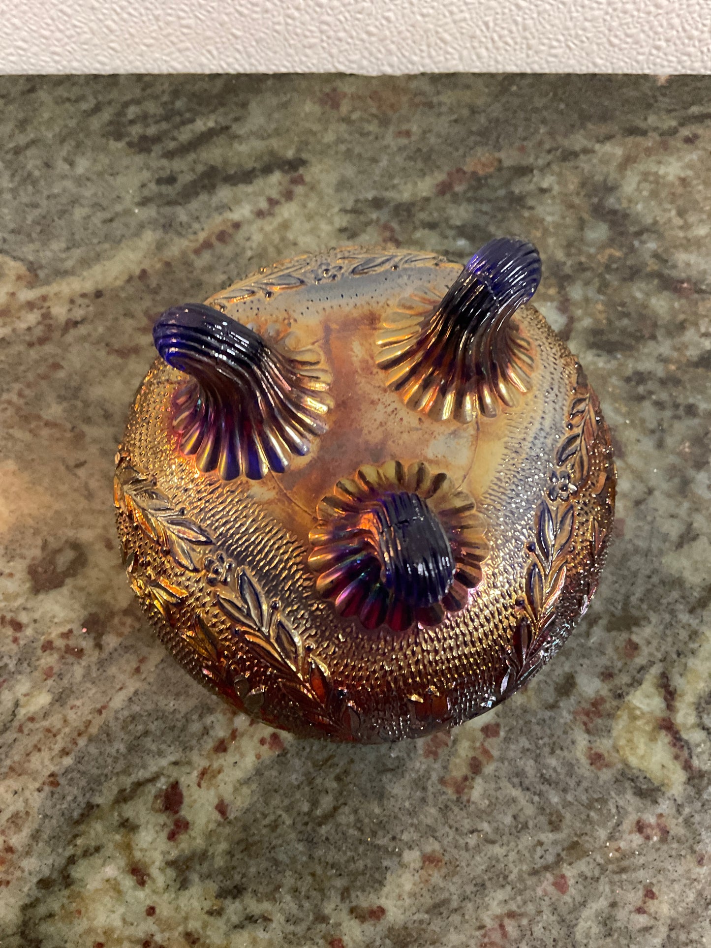 Antique Fenton Carnival Glass Garland Rose Bowl