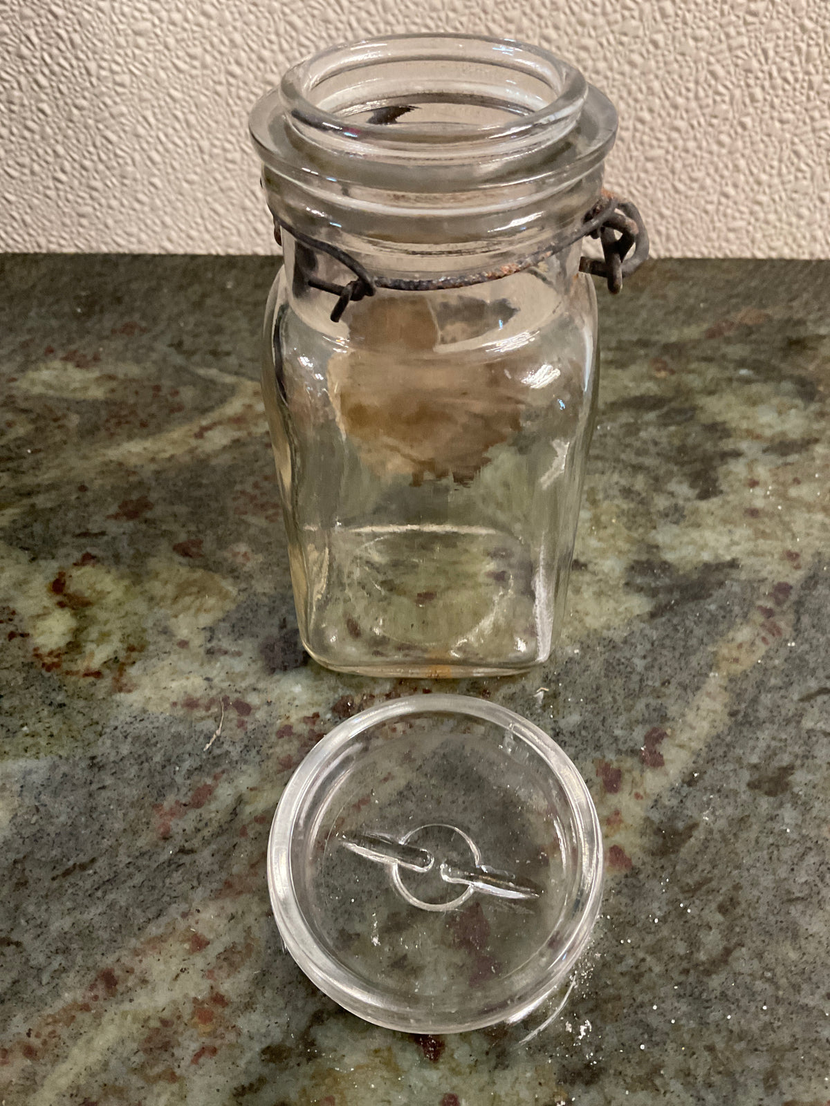 Vintage Clear Glass Canning Jar With Lid