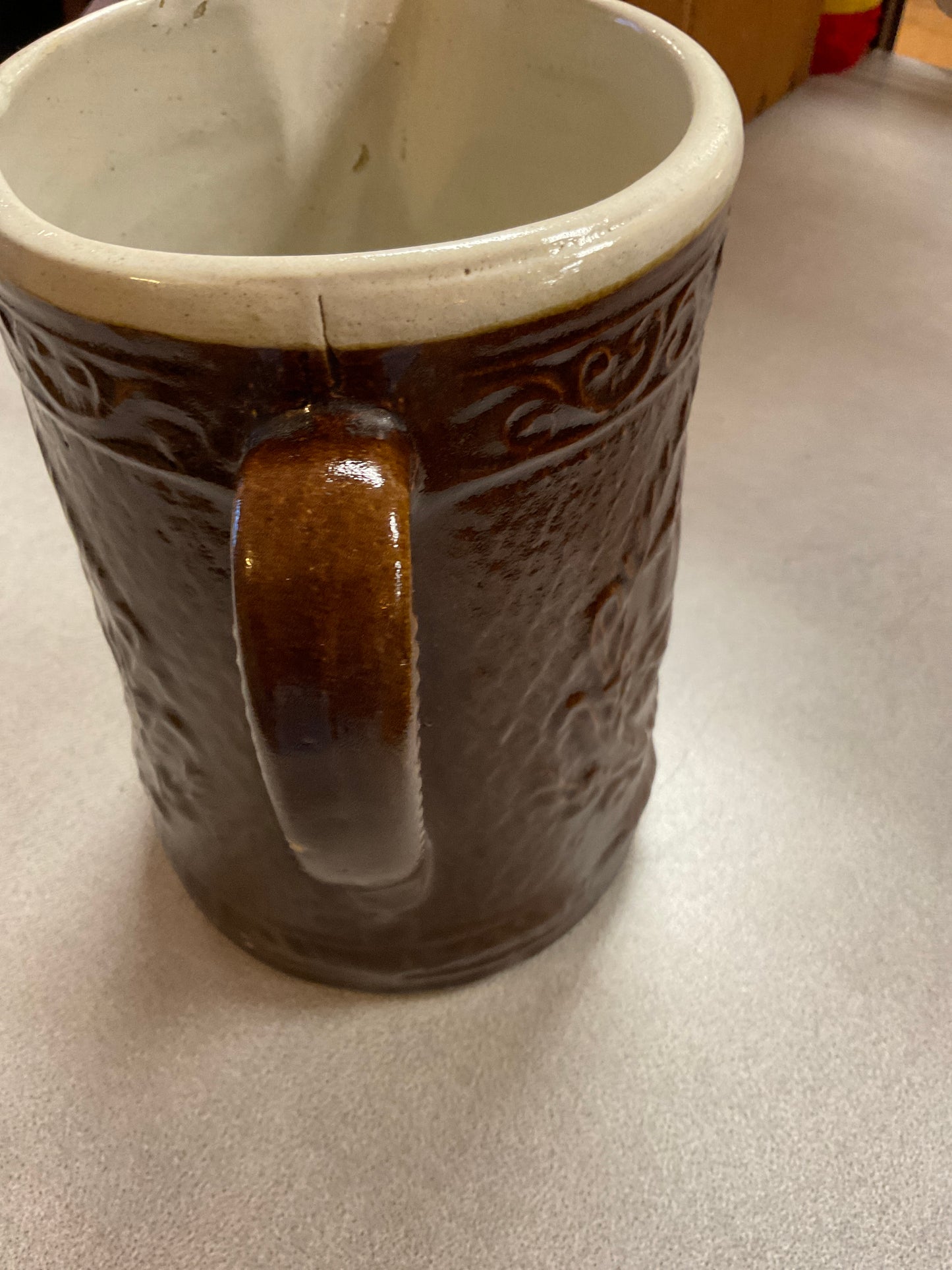 1890’s Brown Leaping Deer Stoneware Pitcher
