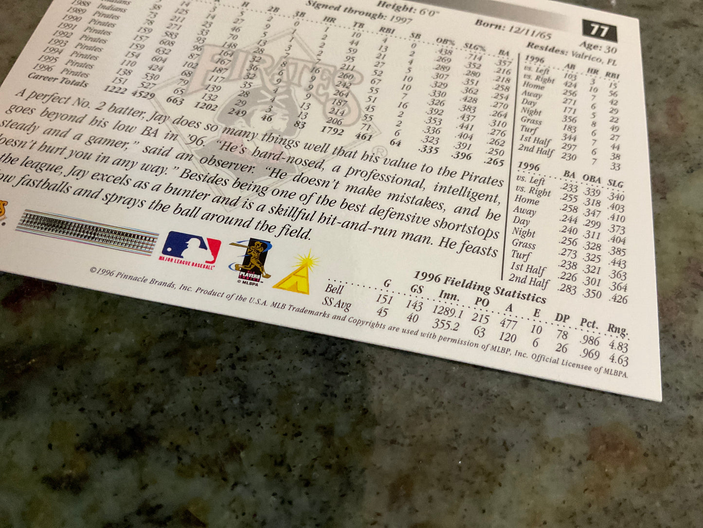 1994 Score Jay Bell Baseball Card