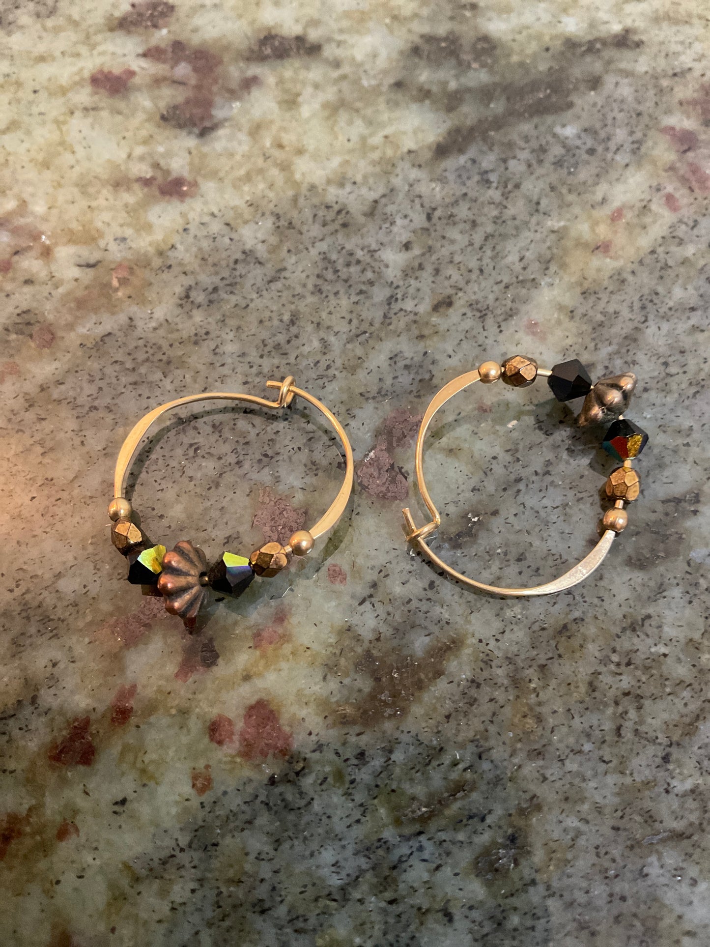 Goldtone Hoops with beads