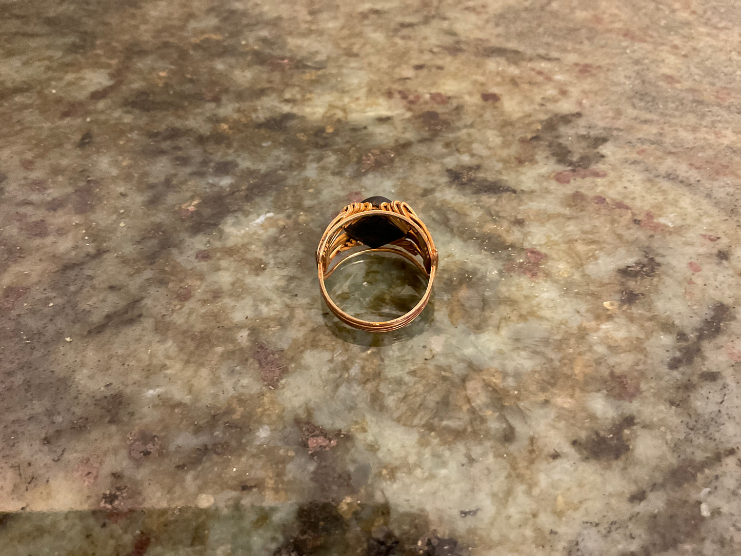 Handmade Gold Wire-Wrapped Onyx Ring