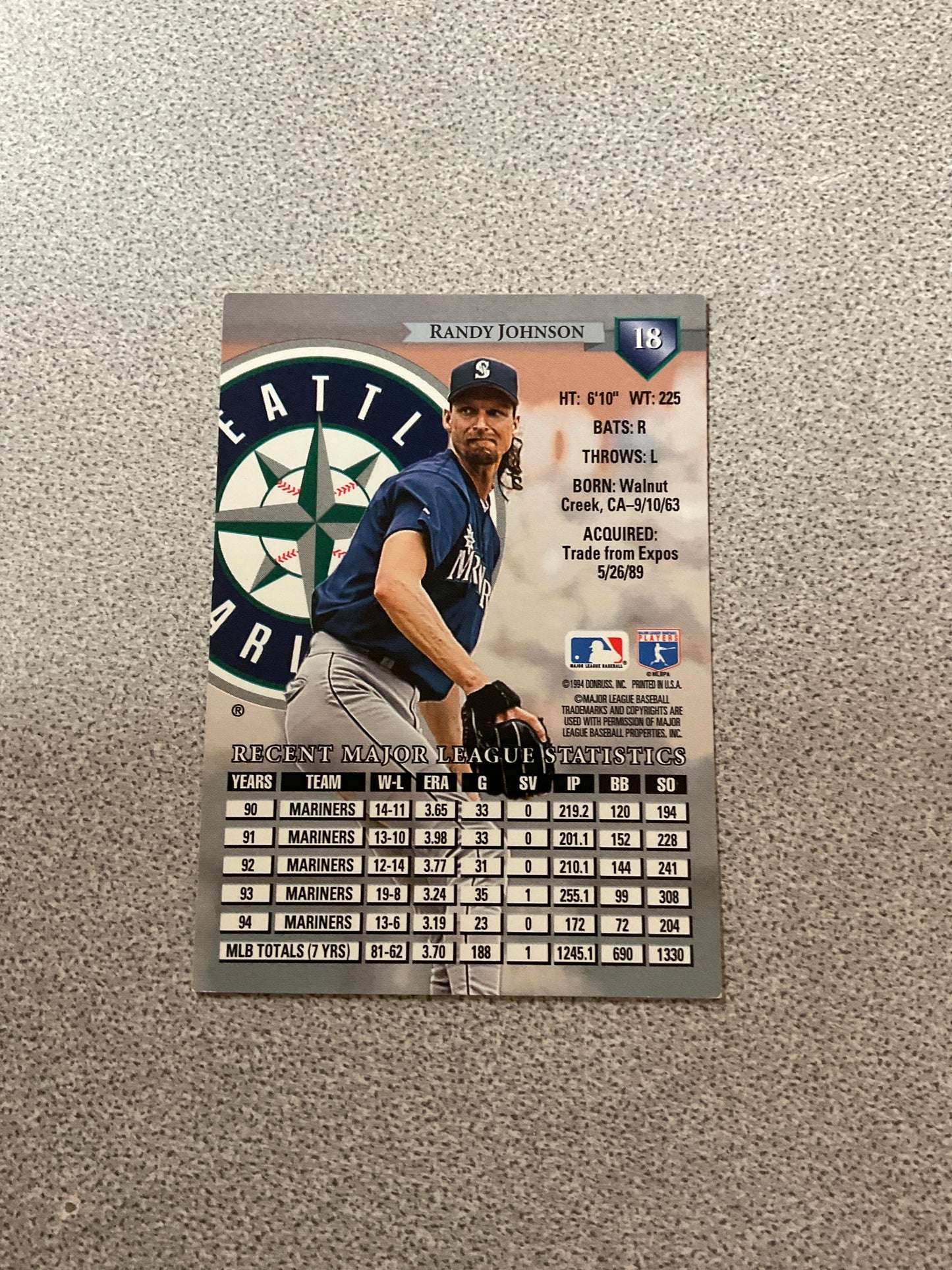 Baseball Card Randy Johnson