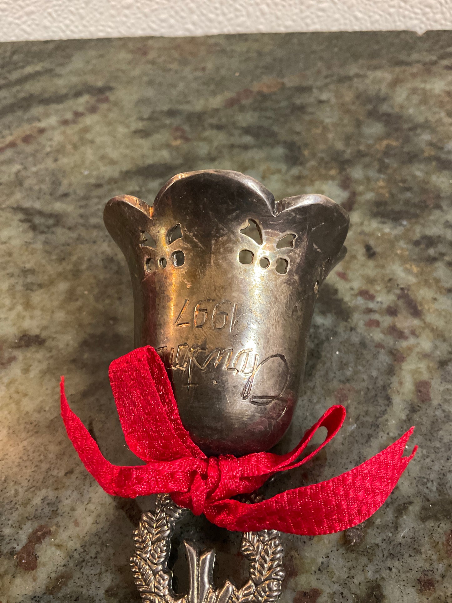 Silver Plated Bell With Wreath Handle