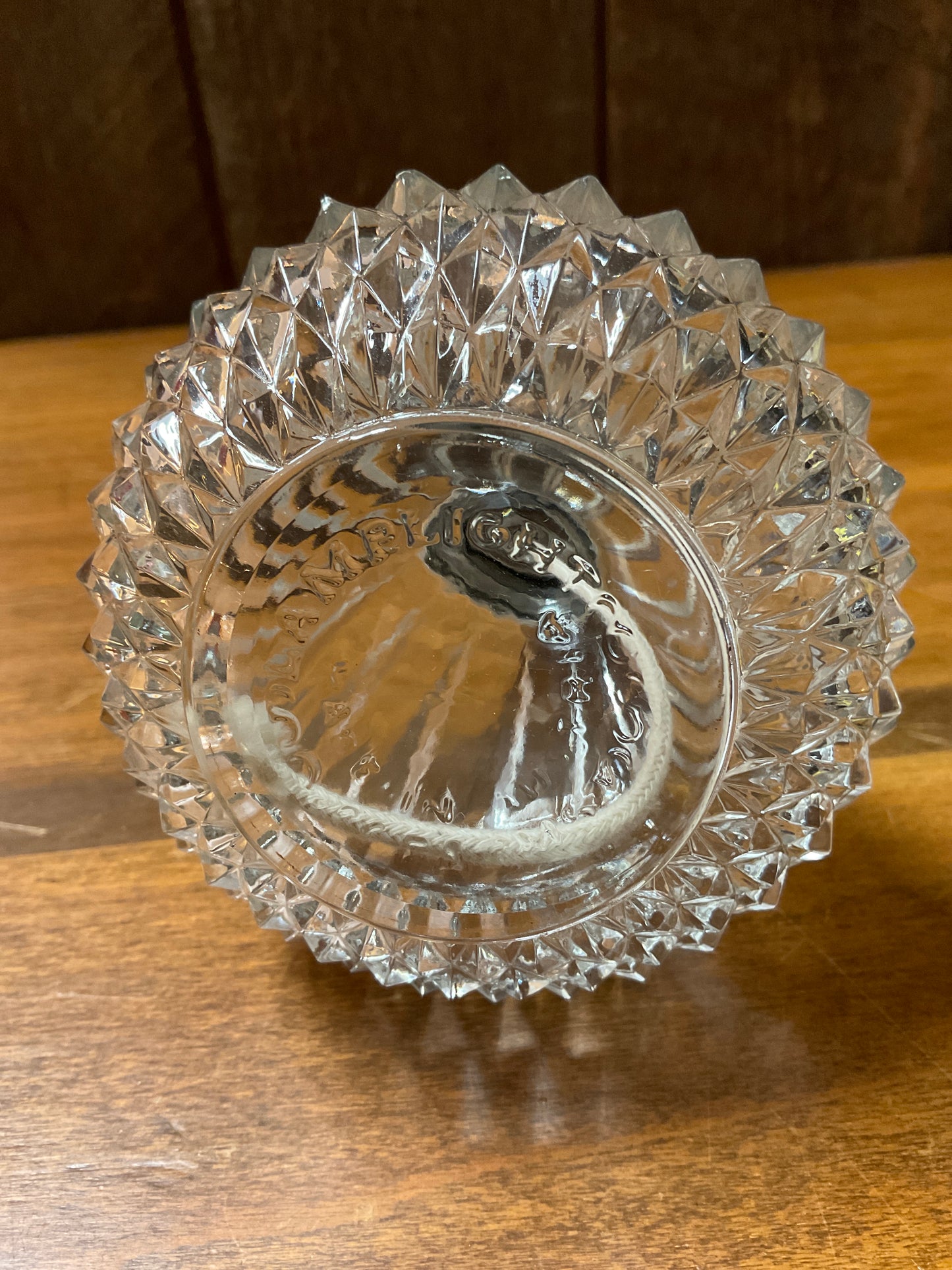 Vtg Diamond Glass Oil Lamp W/no chimney