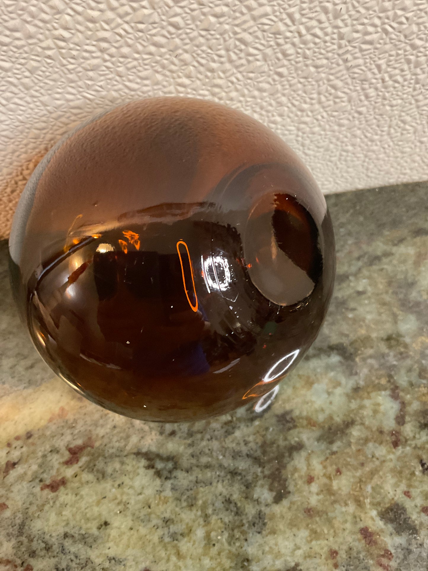 Vtg Amber Glass Fishing Float marked NW