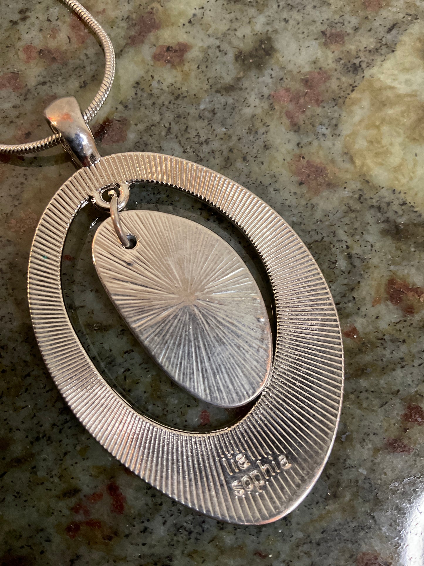Small Silver Chain Necklace W/ Silver & White Pendant