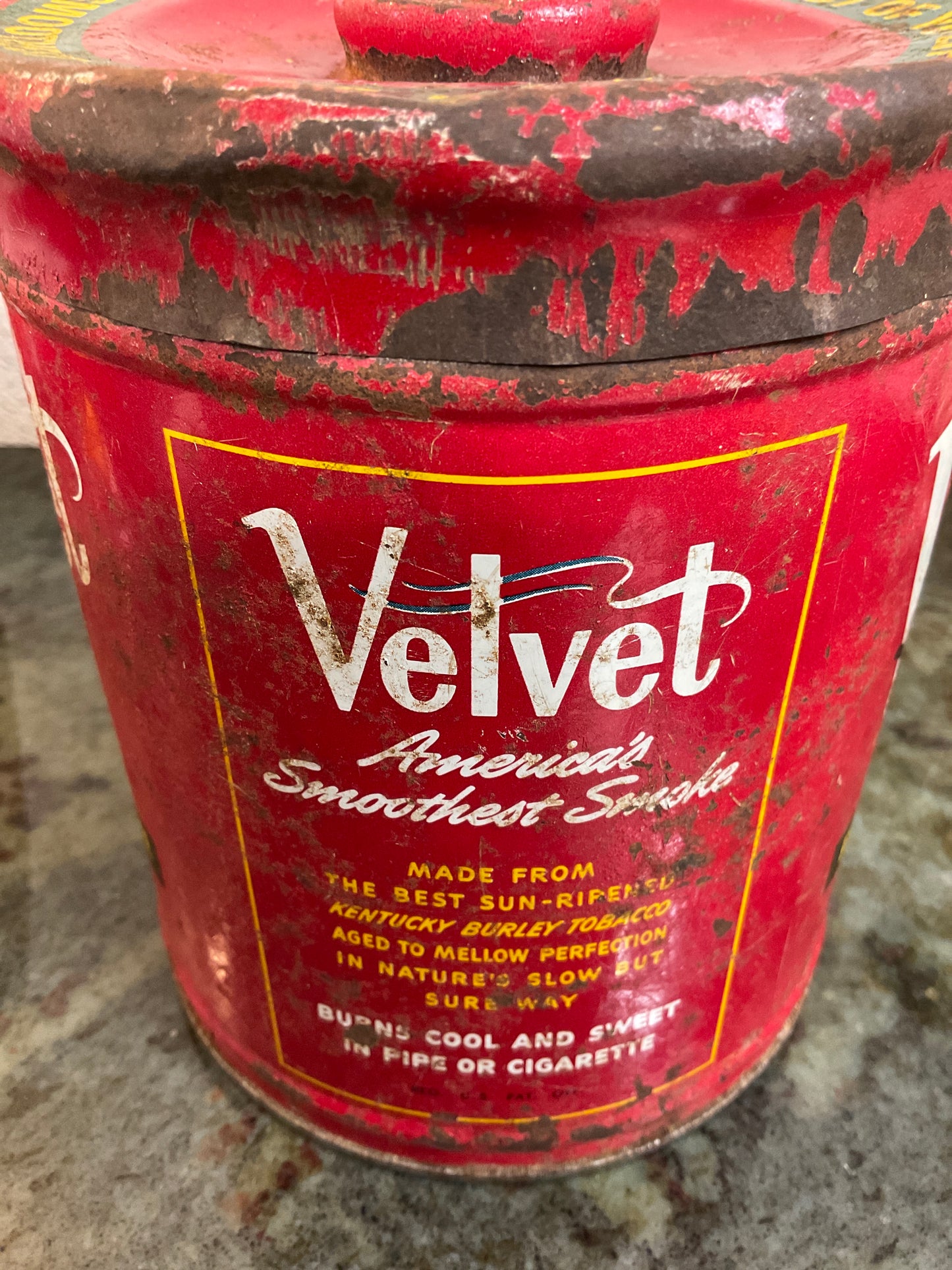 Vintage Velvet Pip & Cigarette Tobacco Tin