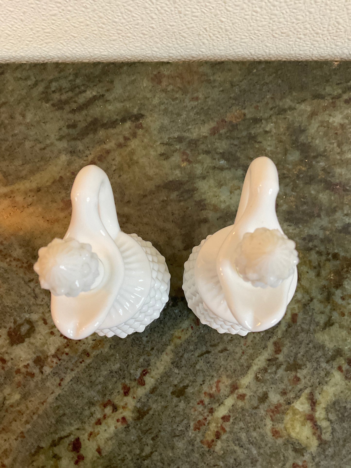 Fenton White Milk Glass Hobnail Oil Vinegar Cruet Set