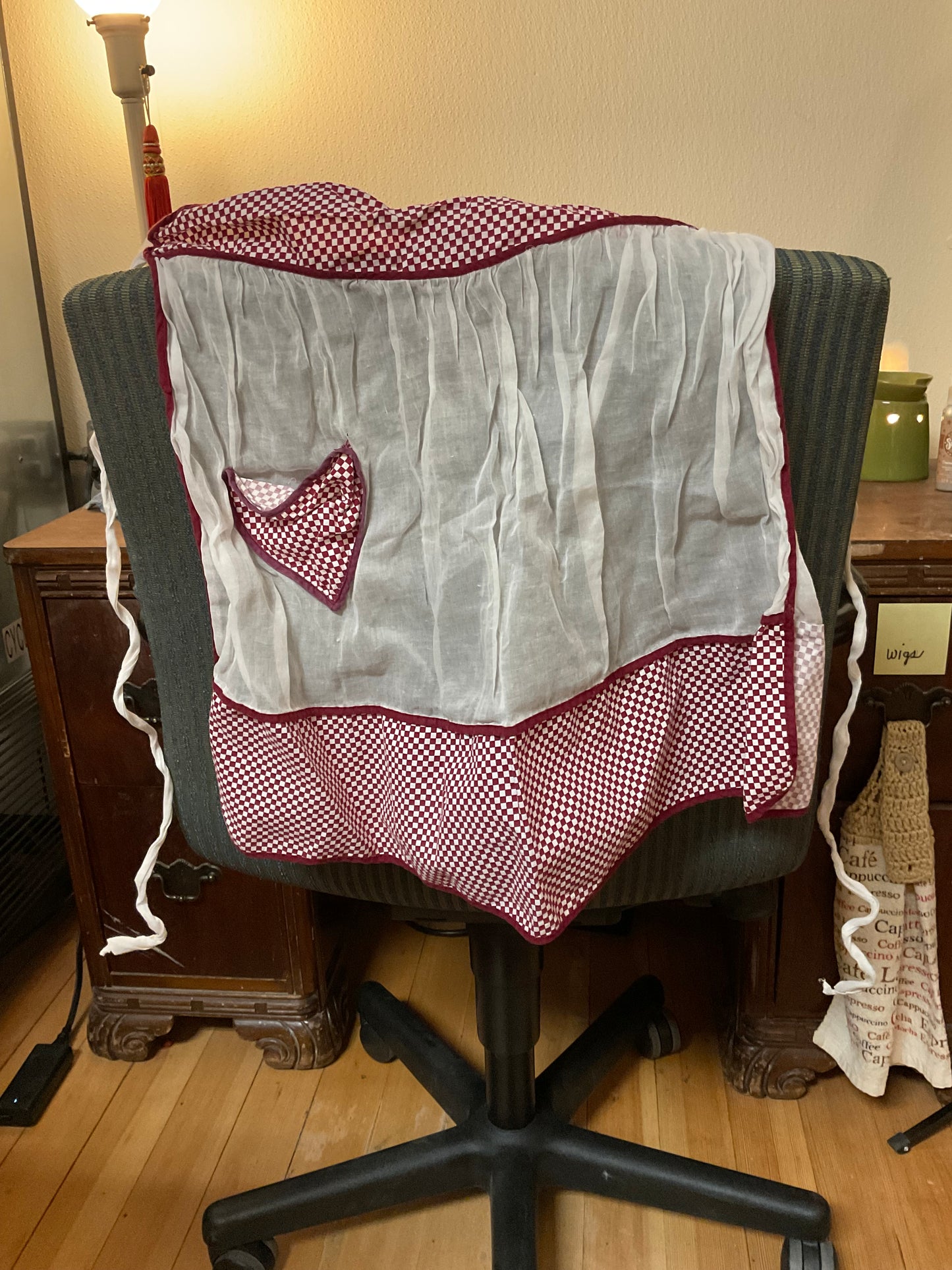 Red And White Checkered Waist Apron