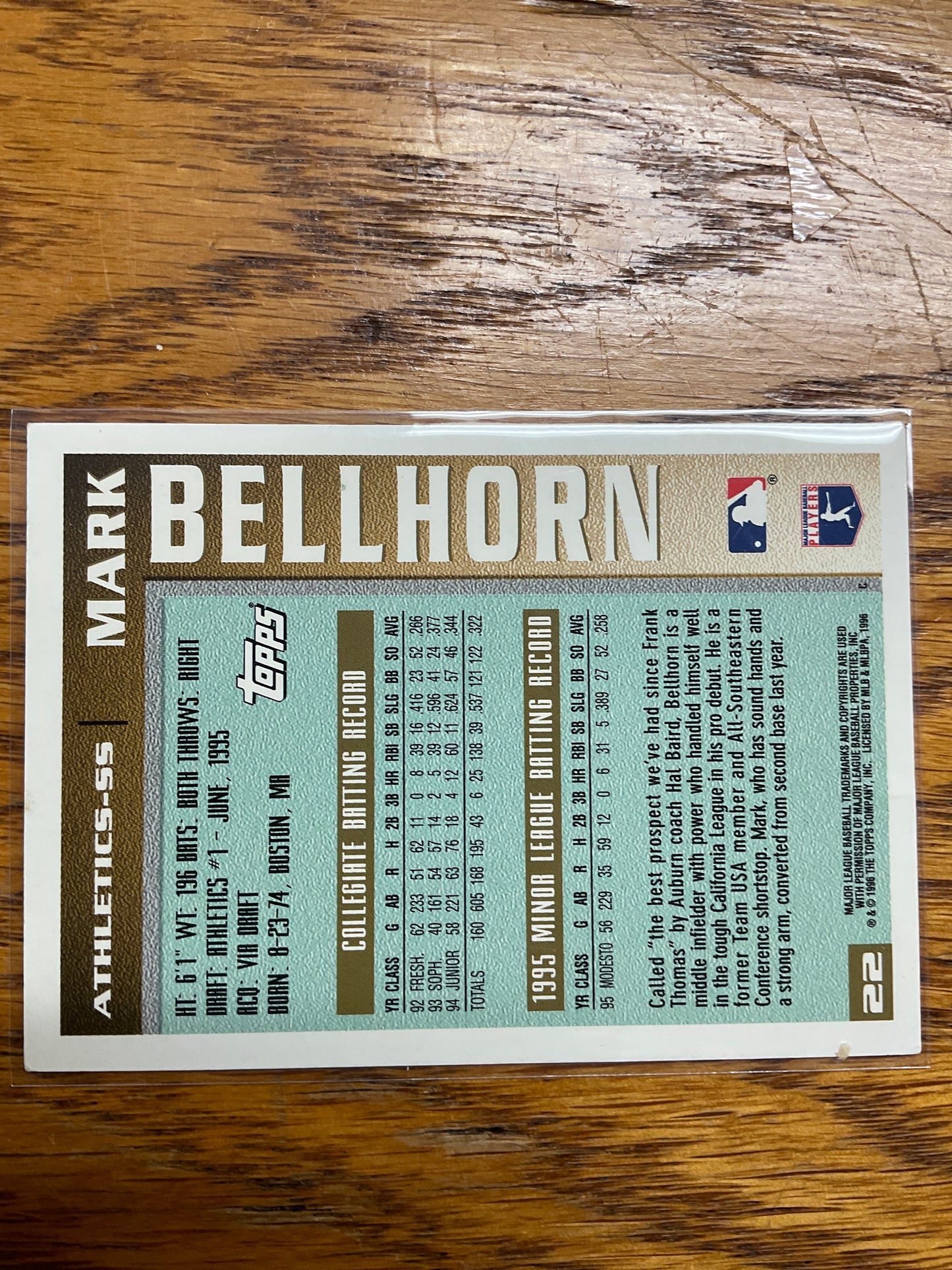 Baseball Card Mark Bellhorn