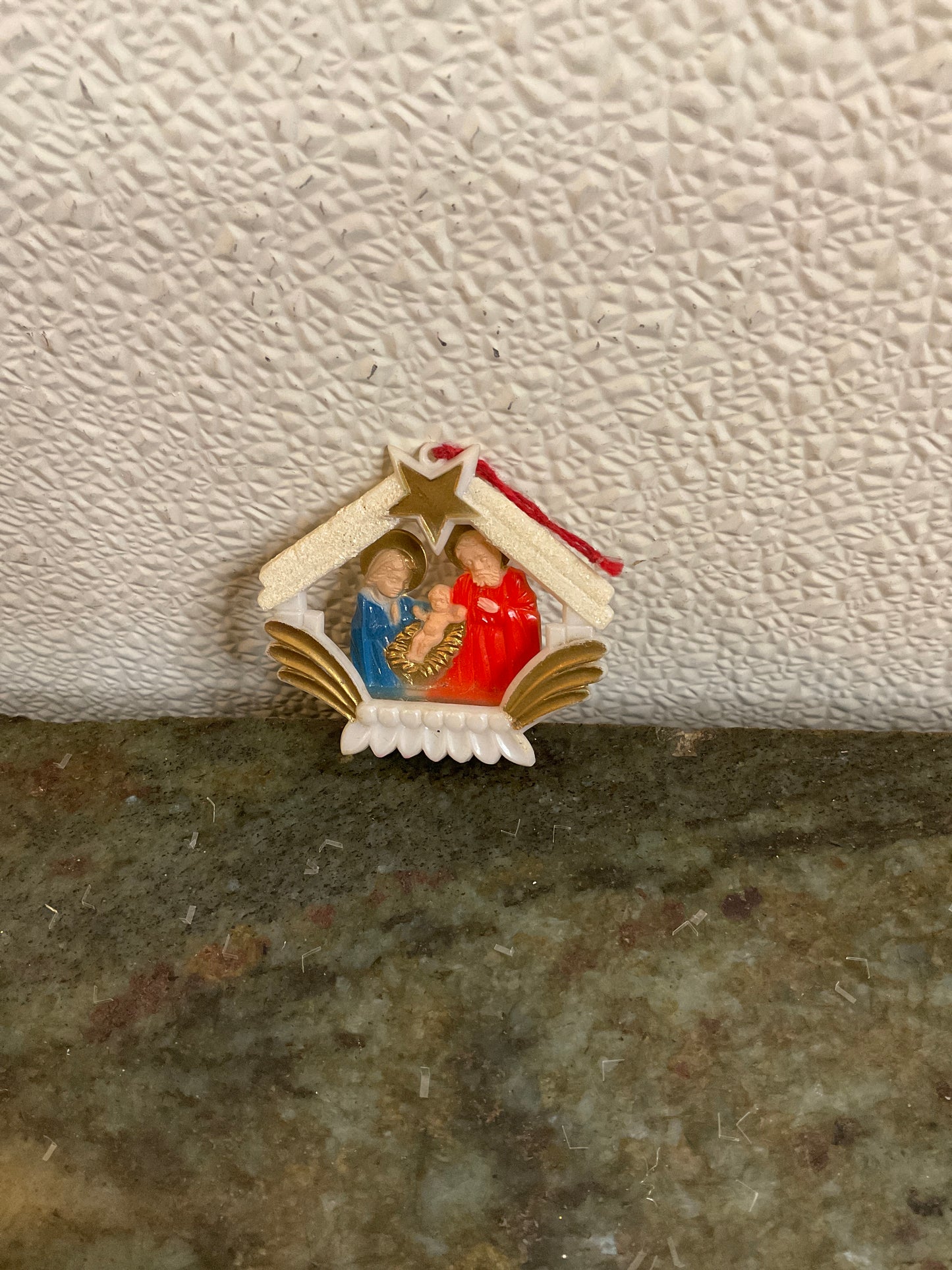 Vintage Plastic Nativity Ornament