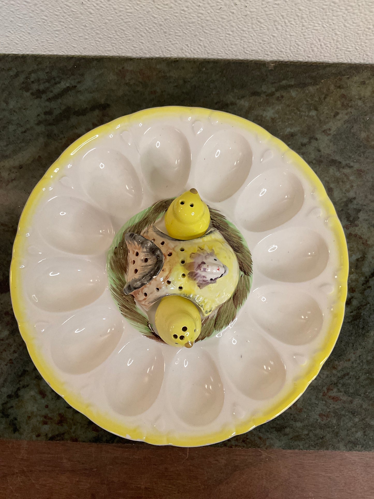 Vintage Figural Hen And Chicks Deviled Egg Platter