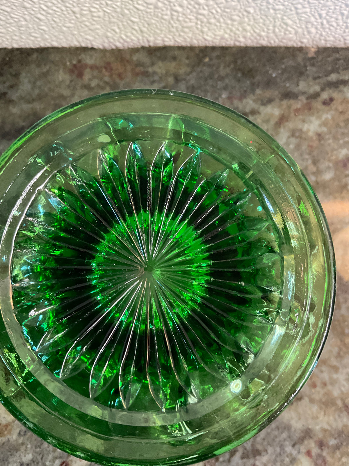 Vintage Green Anchor Hocking Footed Glass Bowl