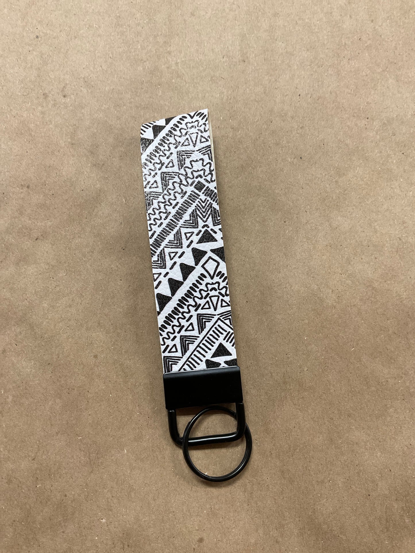 Faux Leather Western Print Wrist Keychain