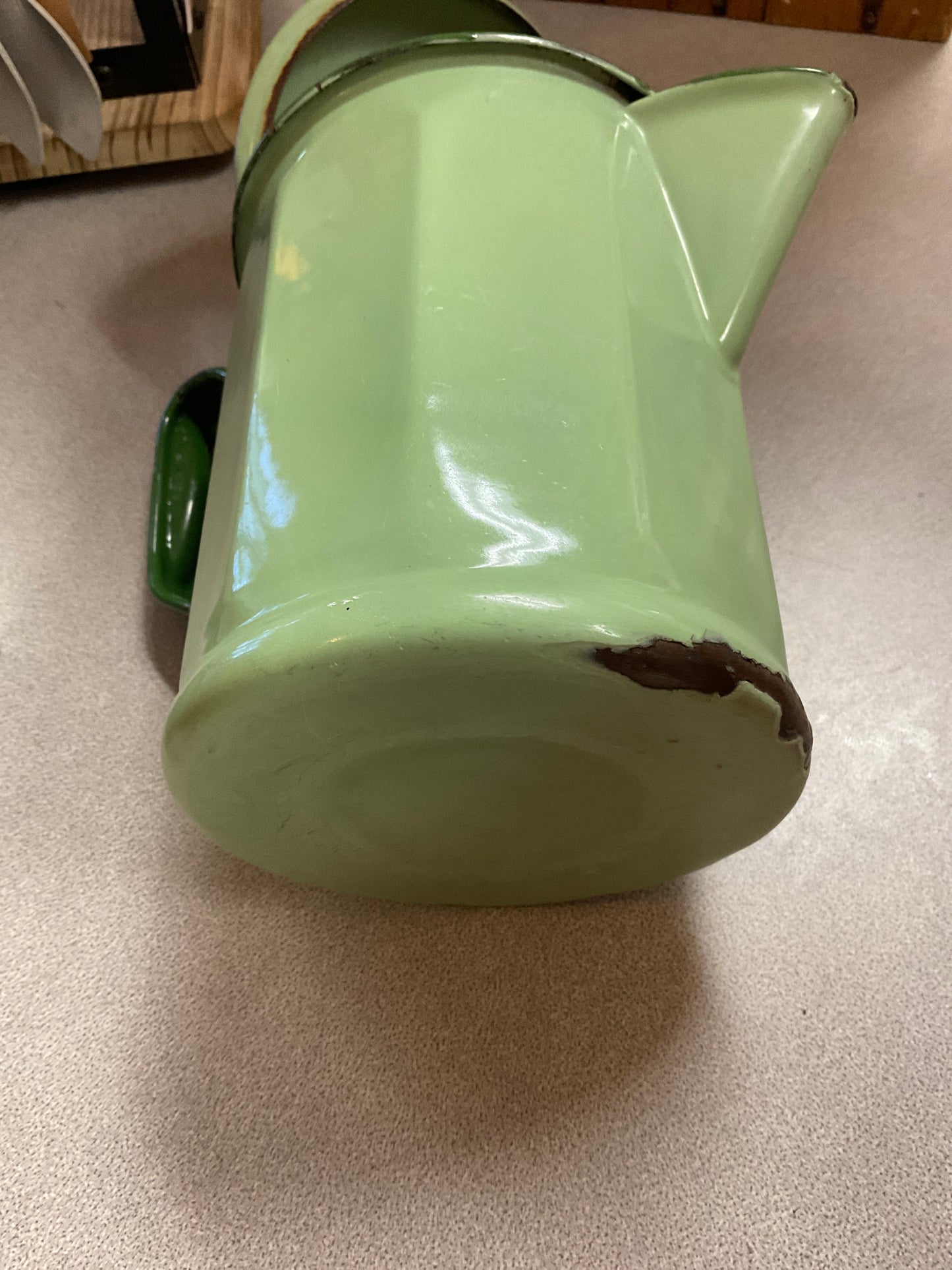 Jadeite Green Enamelware Coffee Pot