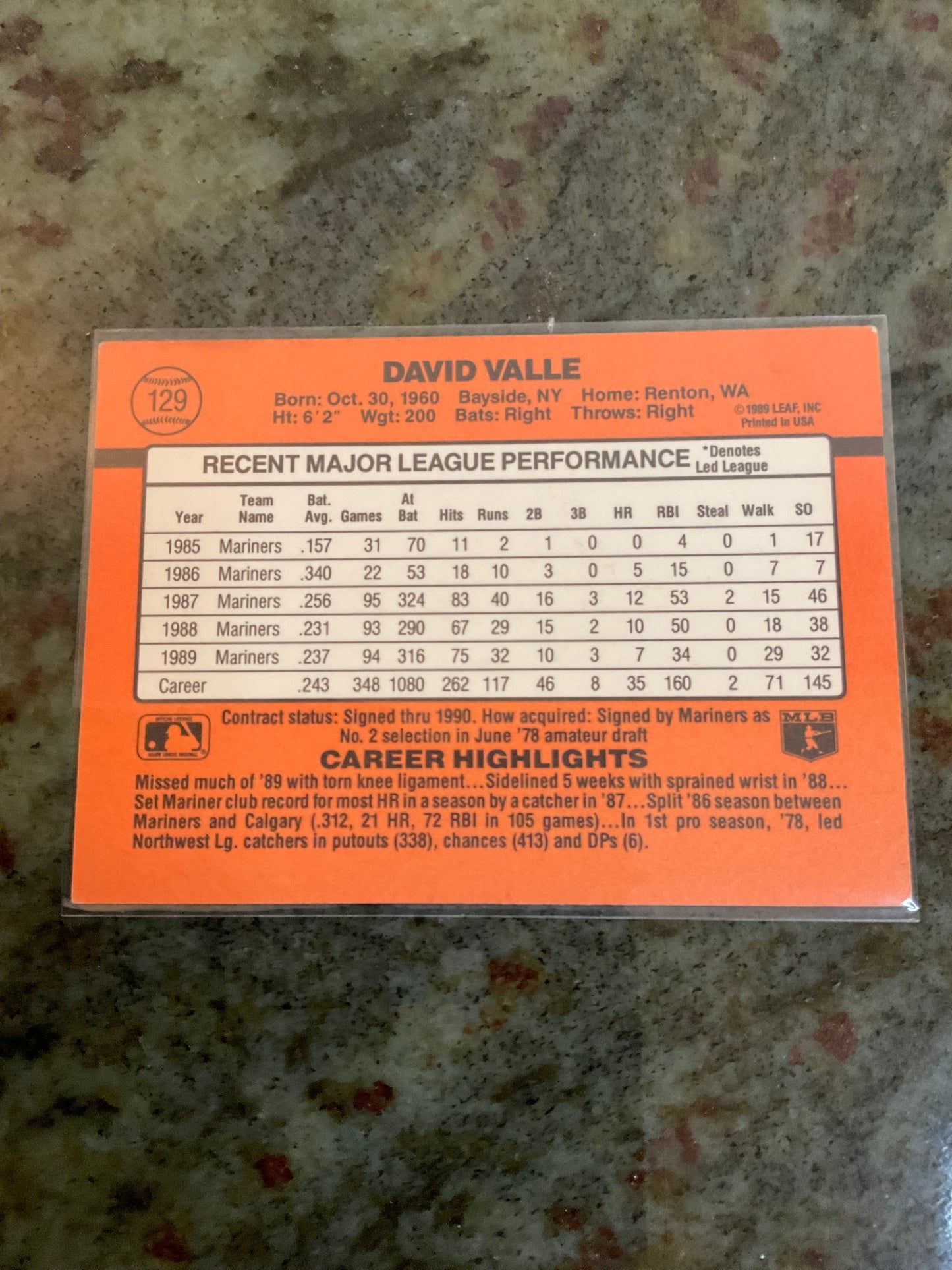 Dave Valle Mariners
