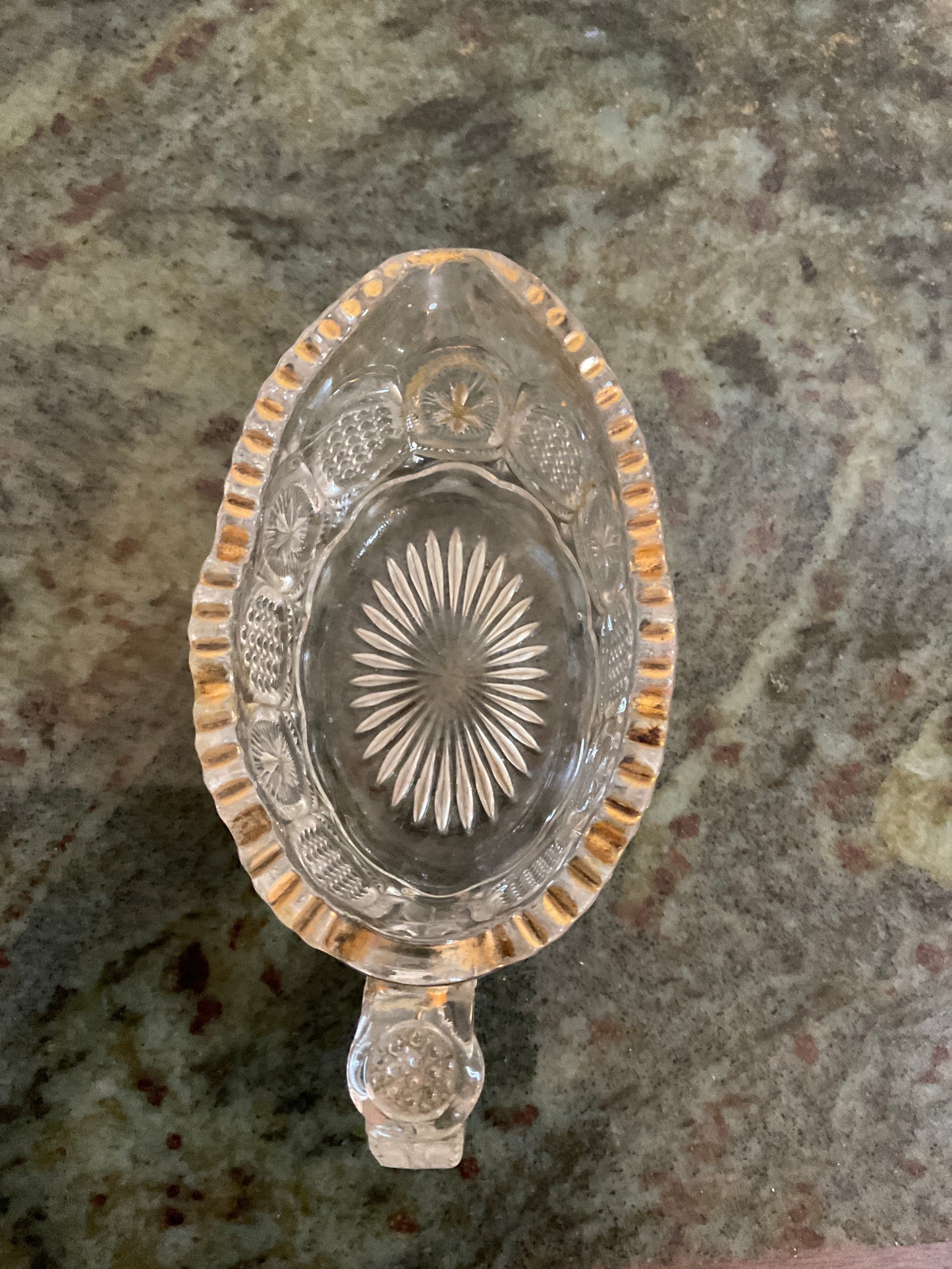 Vintage Cut Glass Creamer with Gold Trim