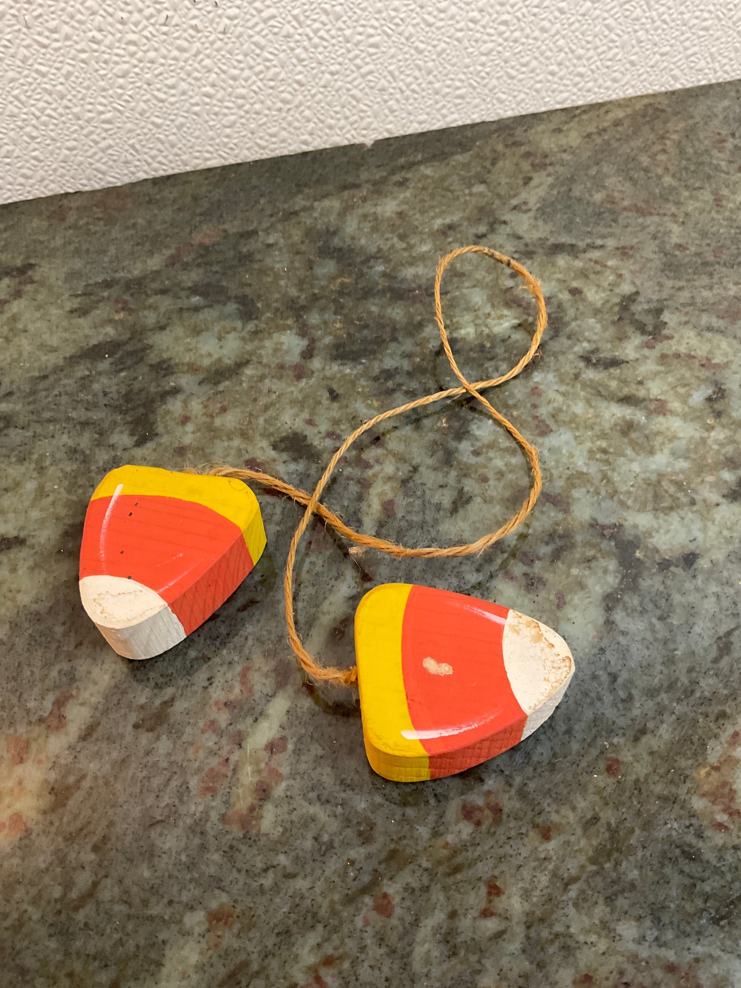 Wood Candy Corn on 17” Long Jute