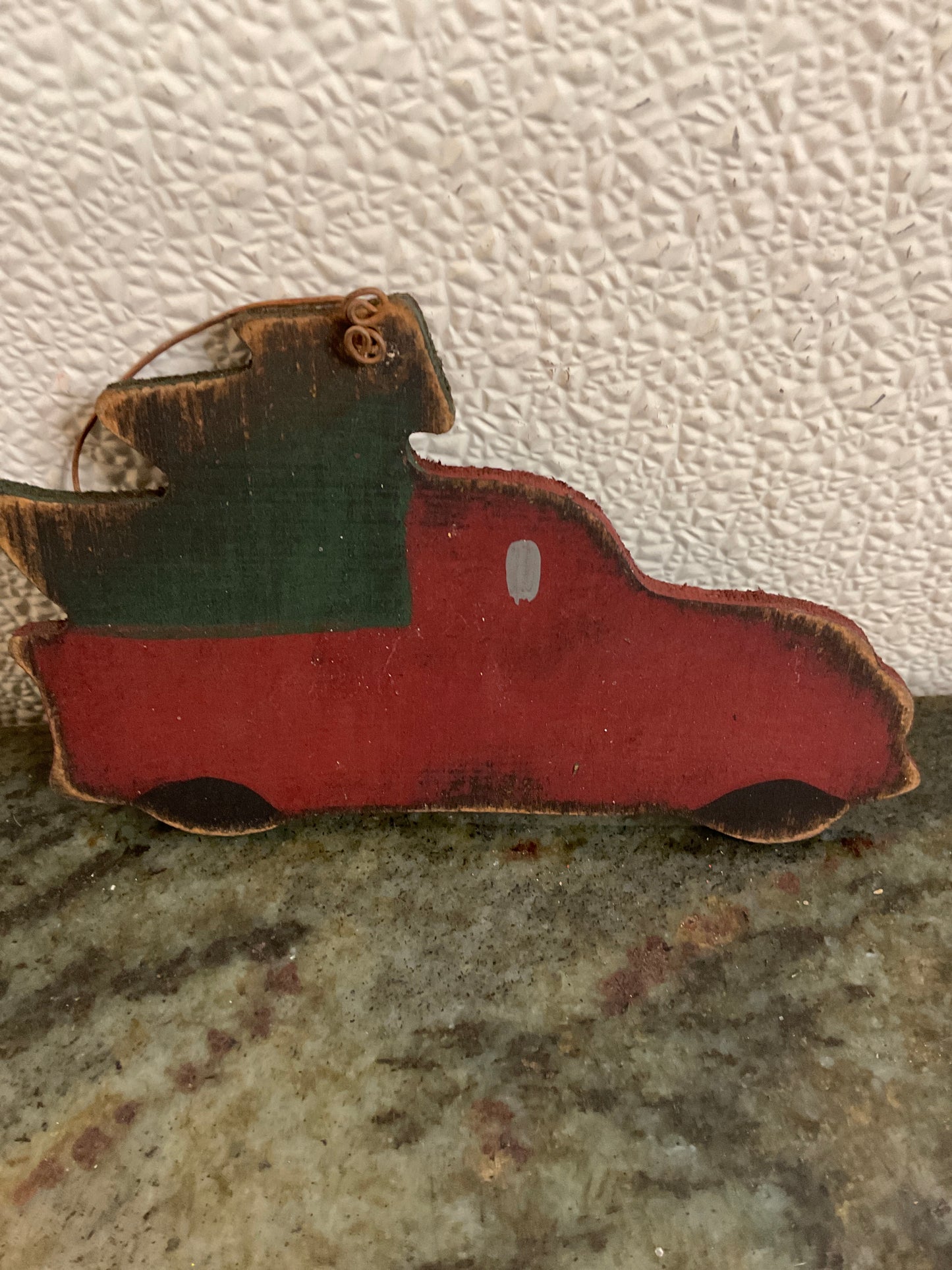 Truck W/ Christmas Tree Wood Ornament