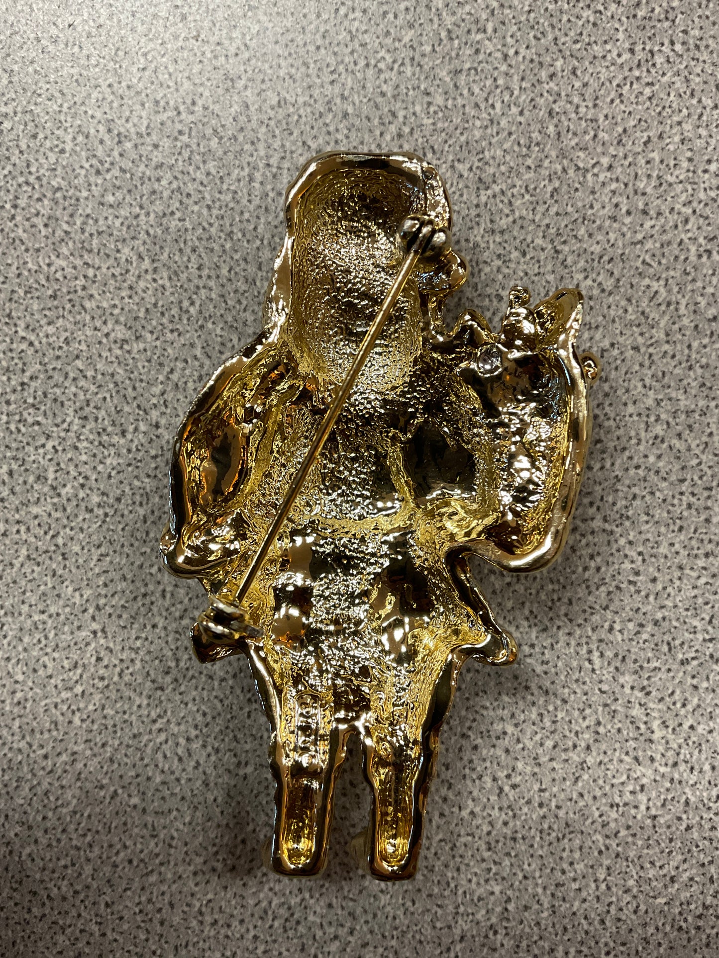 Gold Tone Santa Brooch with Bag of Toys