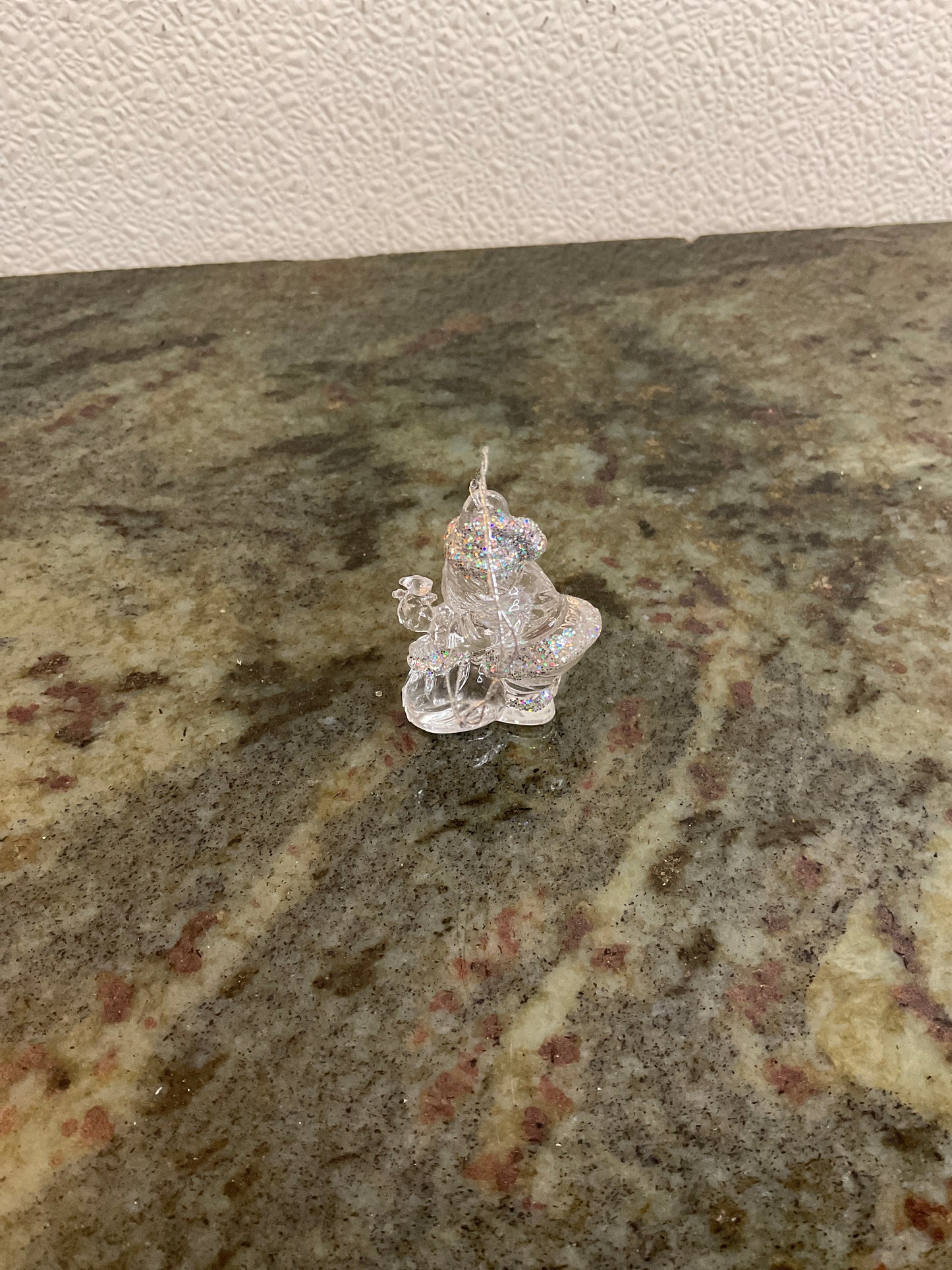 Clear Plastic Sparkle Santa Ornament
