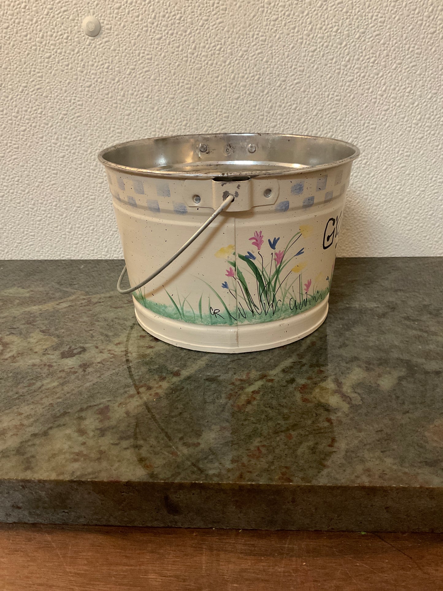 Metal Bucket Hand Painted “Grandmas Treats”