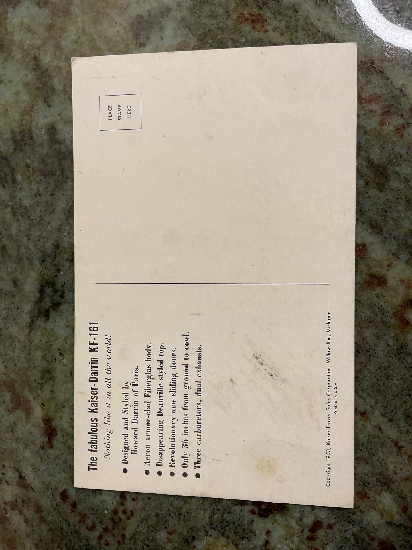 Vintage Advertising Post Card 1953