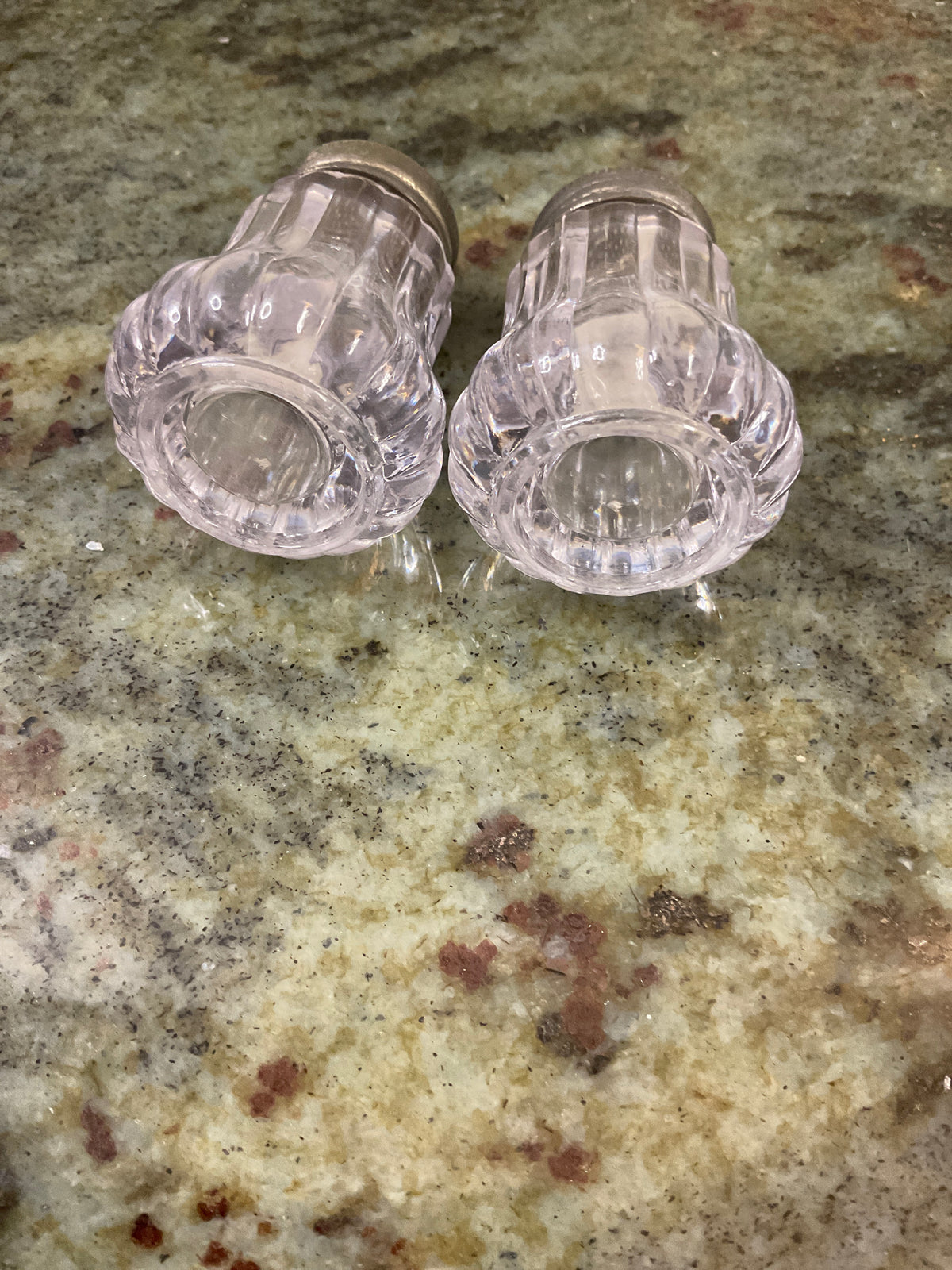 Vintage Mini Clear Salt & Pepper Shakers