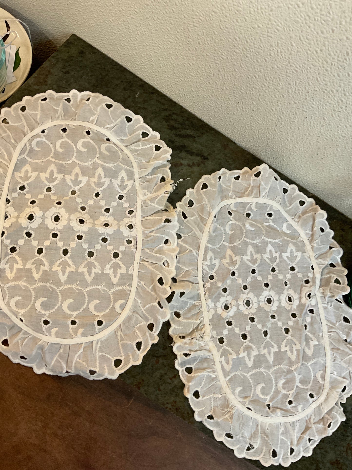 Set of Two White Cotton Doilies