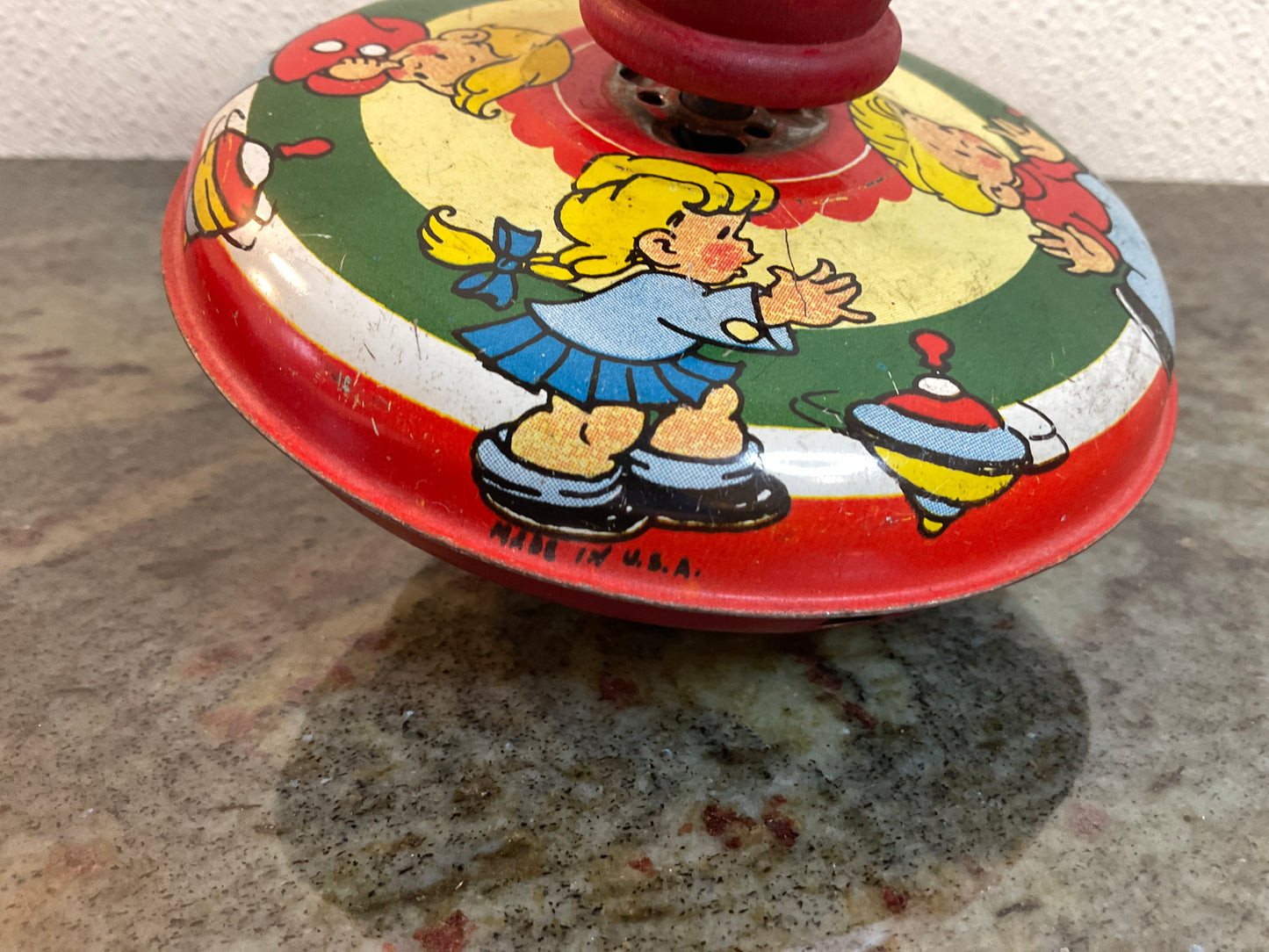 Vintage Ohio Art Company Tin Litho Spinning Top