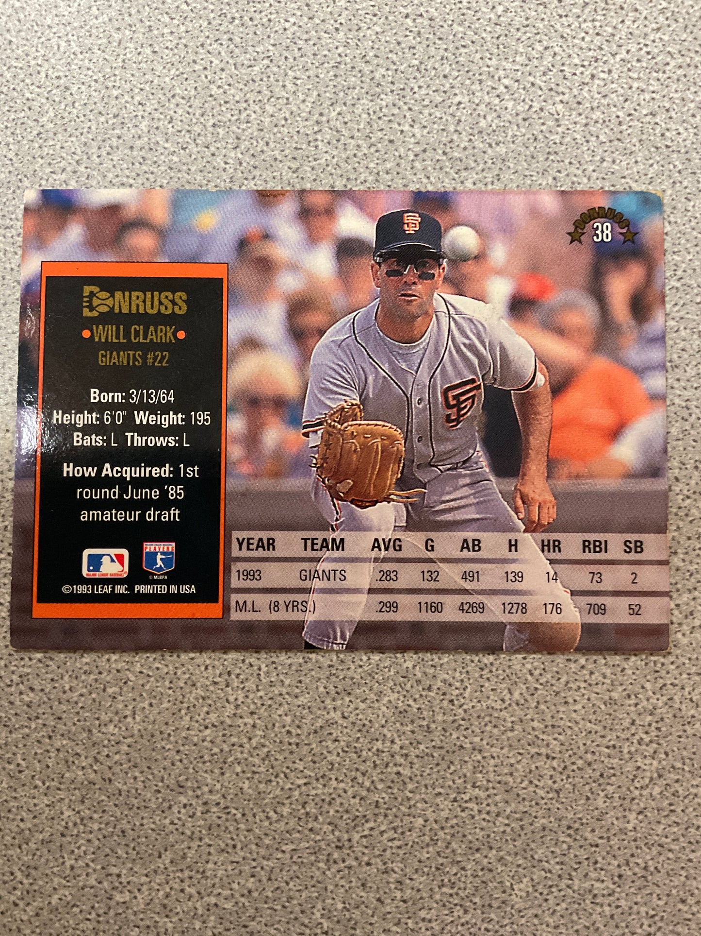 Baseball Card Will Clark