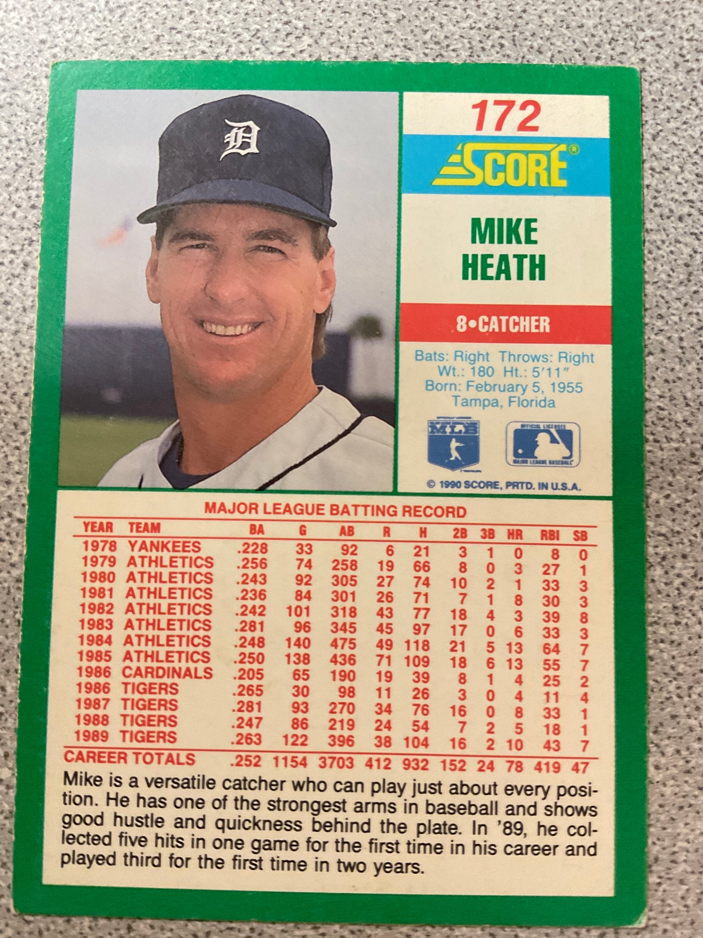 Baseball Card Mike Heath