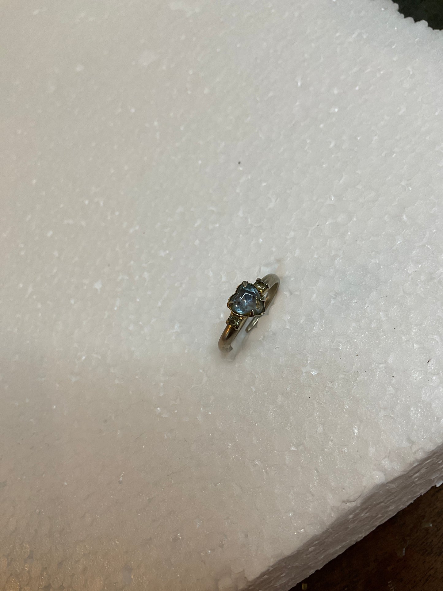 Silvertone LightBlue Gemstone Heart Ring