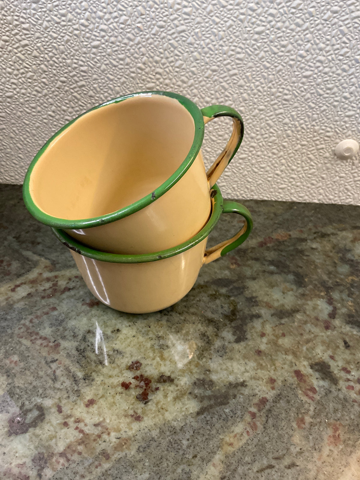Set of Two Vintage Enamalware Mugs